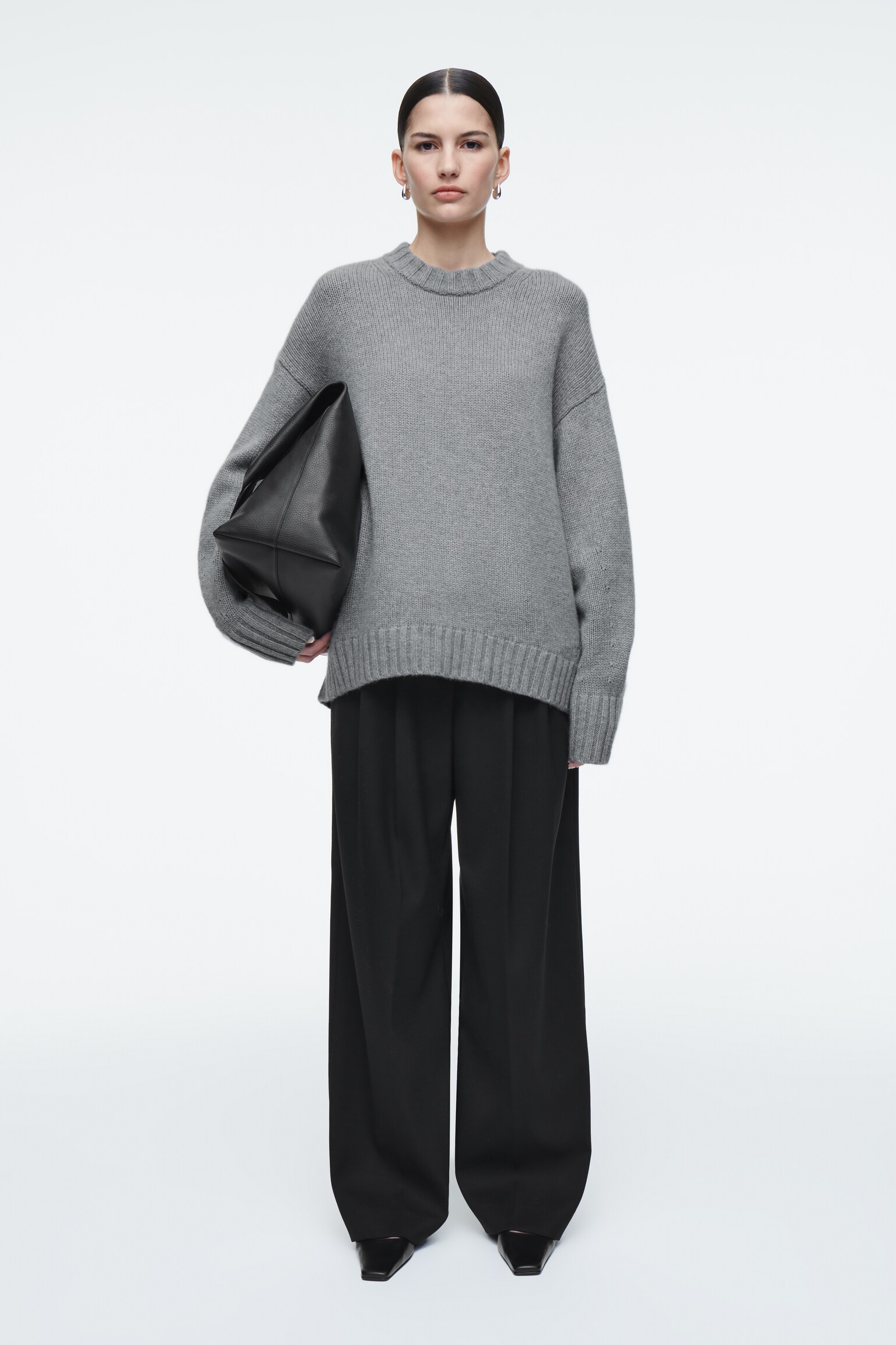 CHUNKY CASHMERE CREW-NECK JUMPER - GREY - 4