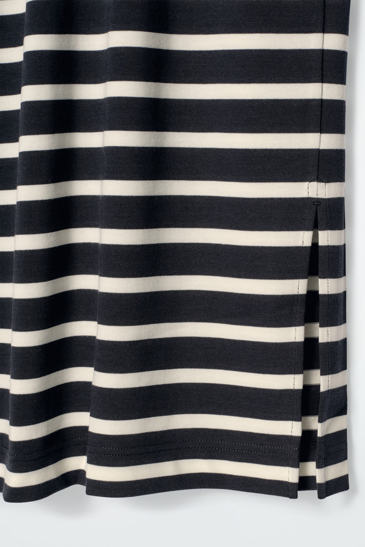VESTIDO MIDI RECTO DE ALGODÓN - AZUL MARINO / A RAYAS/NEGRO - 6