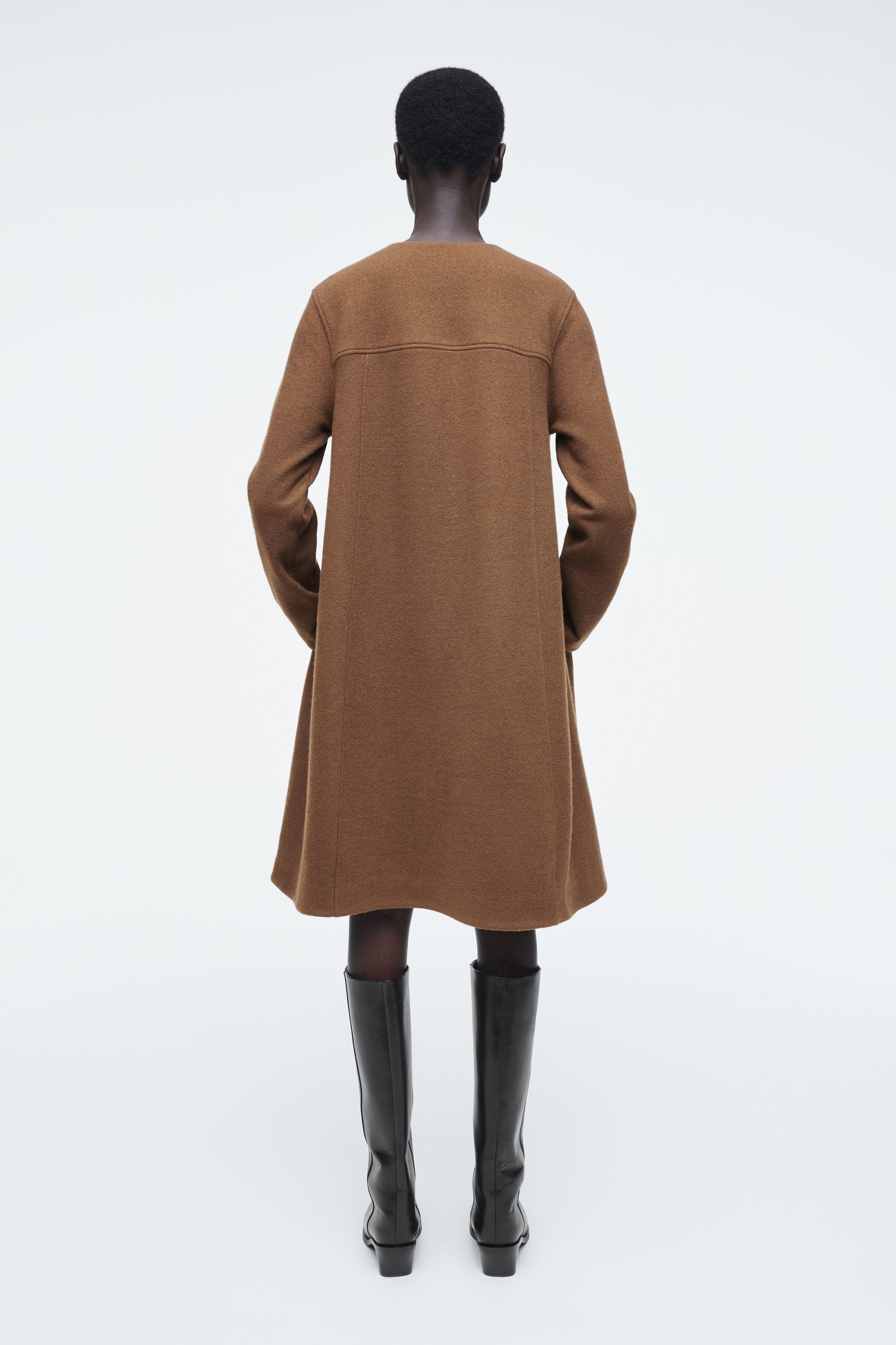 A-LINE BOILED-WOOL MINI DRESS