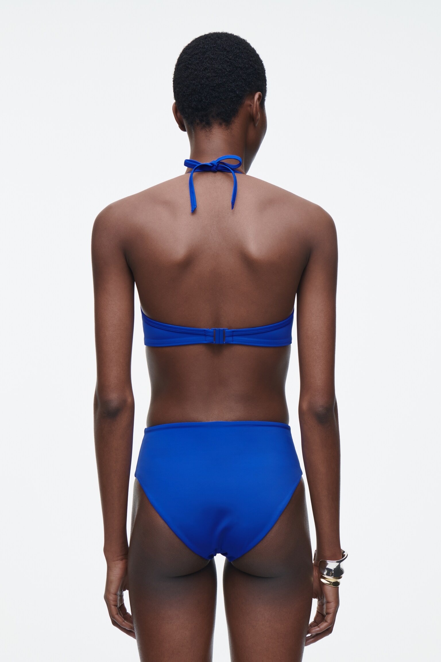 GATHERED CUTOUT BIKINI TOP - BLUE - 4