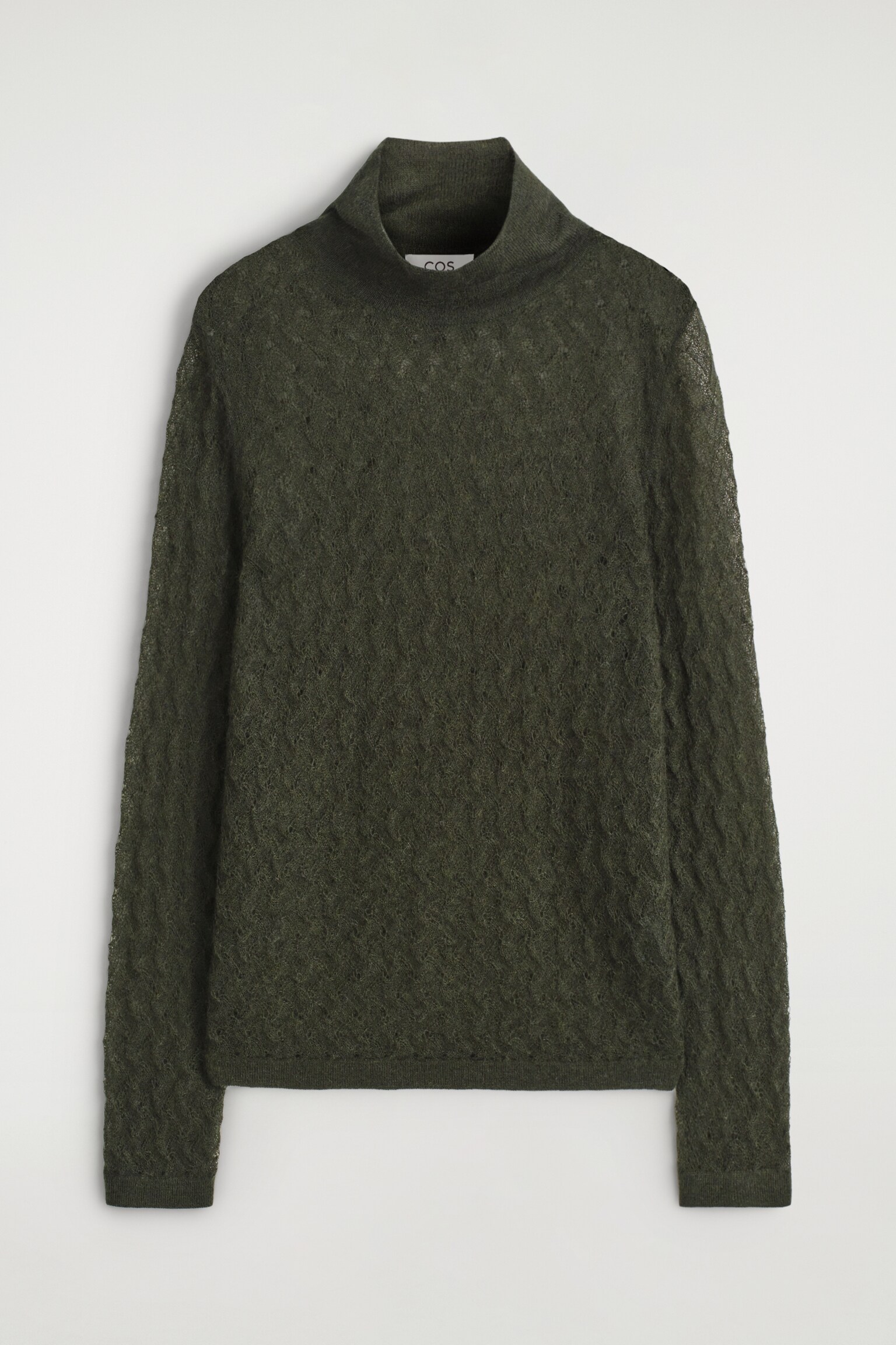 PULLOVER AUS MOHAIR MIT POINTELLE-MUSTER - DUNKELGRÜN/ELFENBEIN - 2