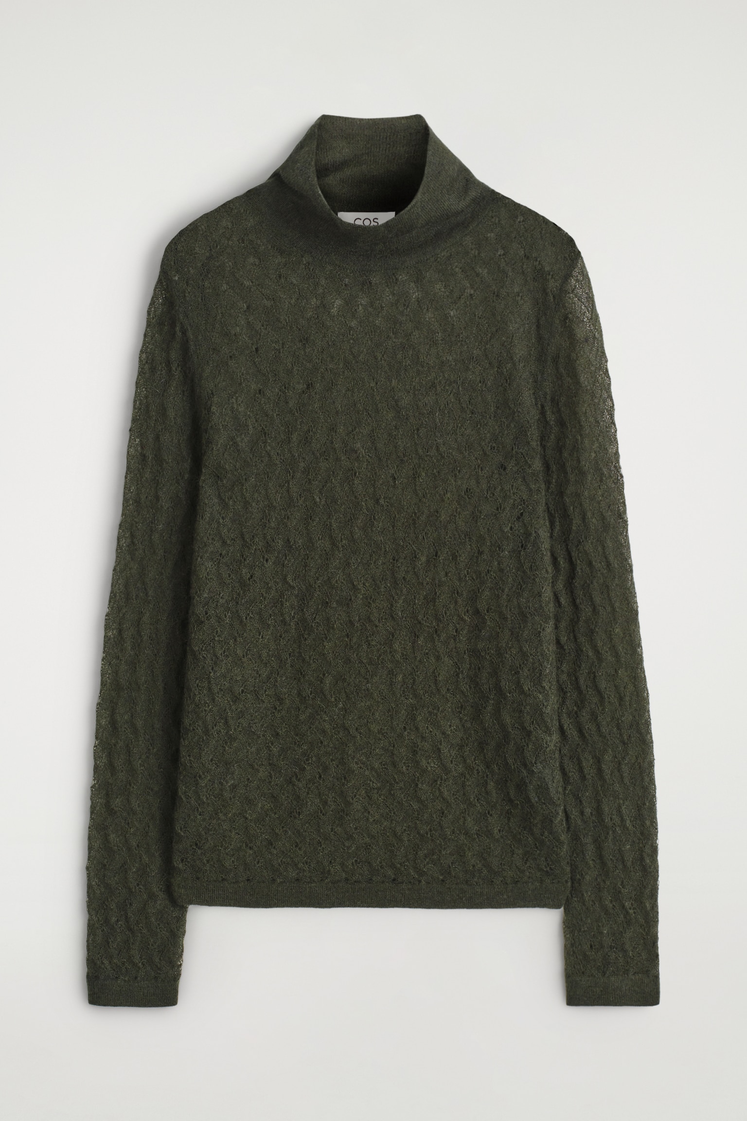 MAGLIONE IN MOHAIR CON LAVORAZIONE TRAFORATA - VERDE SCURO/AVORIO - 2
