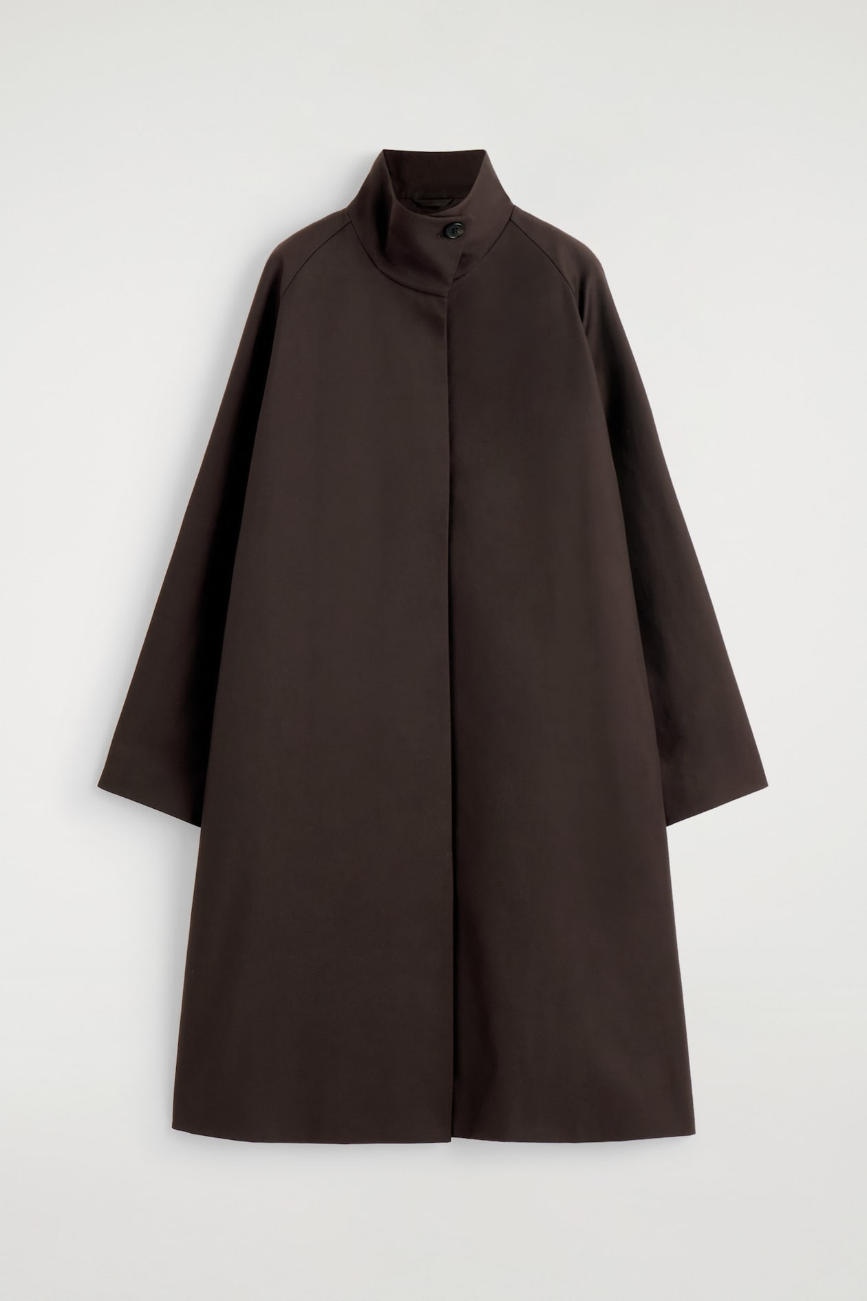 OVERSIZED mock-NECK COAT — DARK BROWN