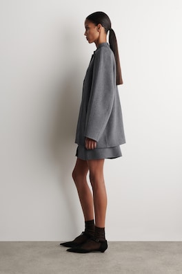 ROUNDED DOUBLE-FACED WOOL JACKET — GRAY MÉLANGE 3