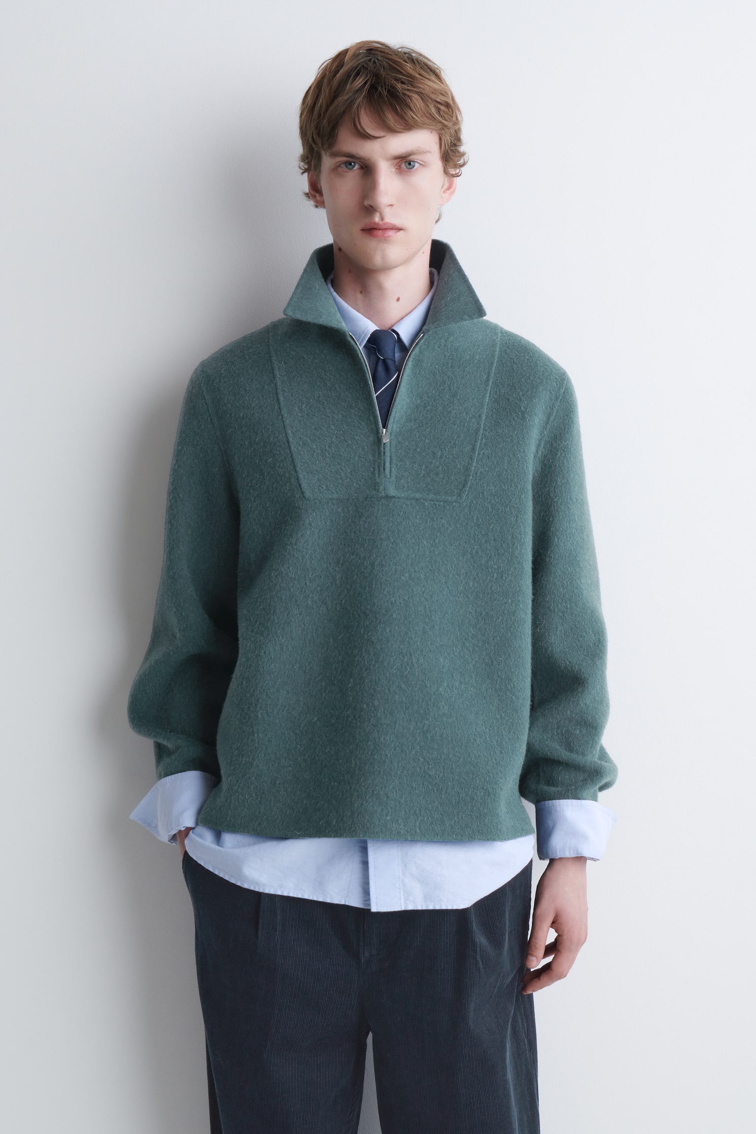 DOUBLE-FACED WOOL-BLEND ZIP-UP OVERSHIRT - 1