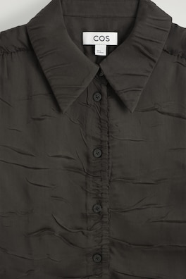 GATHERED CRINKLED SHIRT — BROWN 6