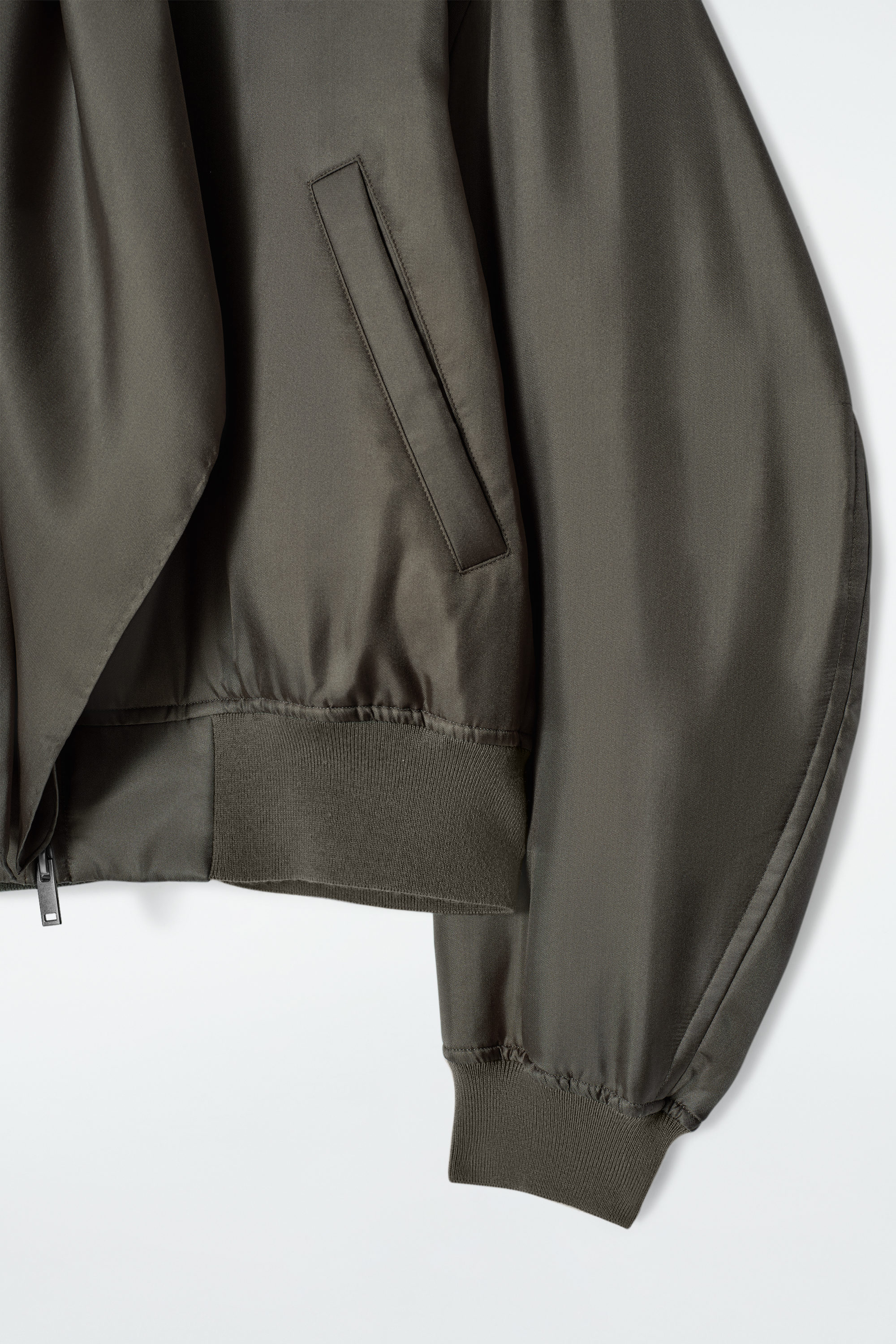 SCARF-DETAIL PADDED SILK BOMBER JACKET - BRONZE | COS