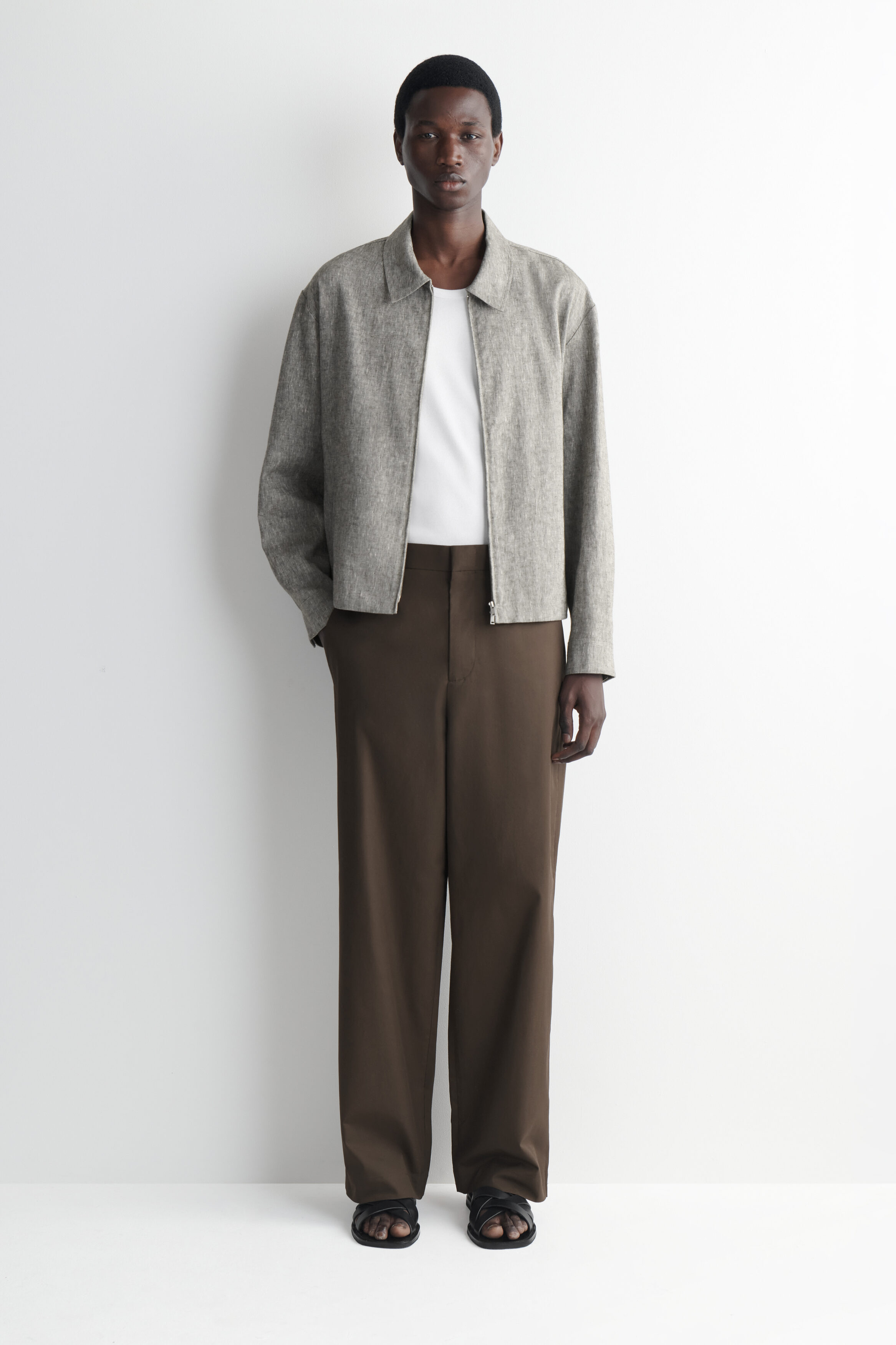 COTTON WIDE-LEG PANTS - DARK BROWN | COS US
