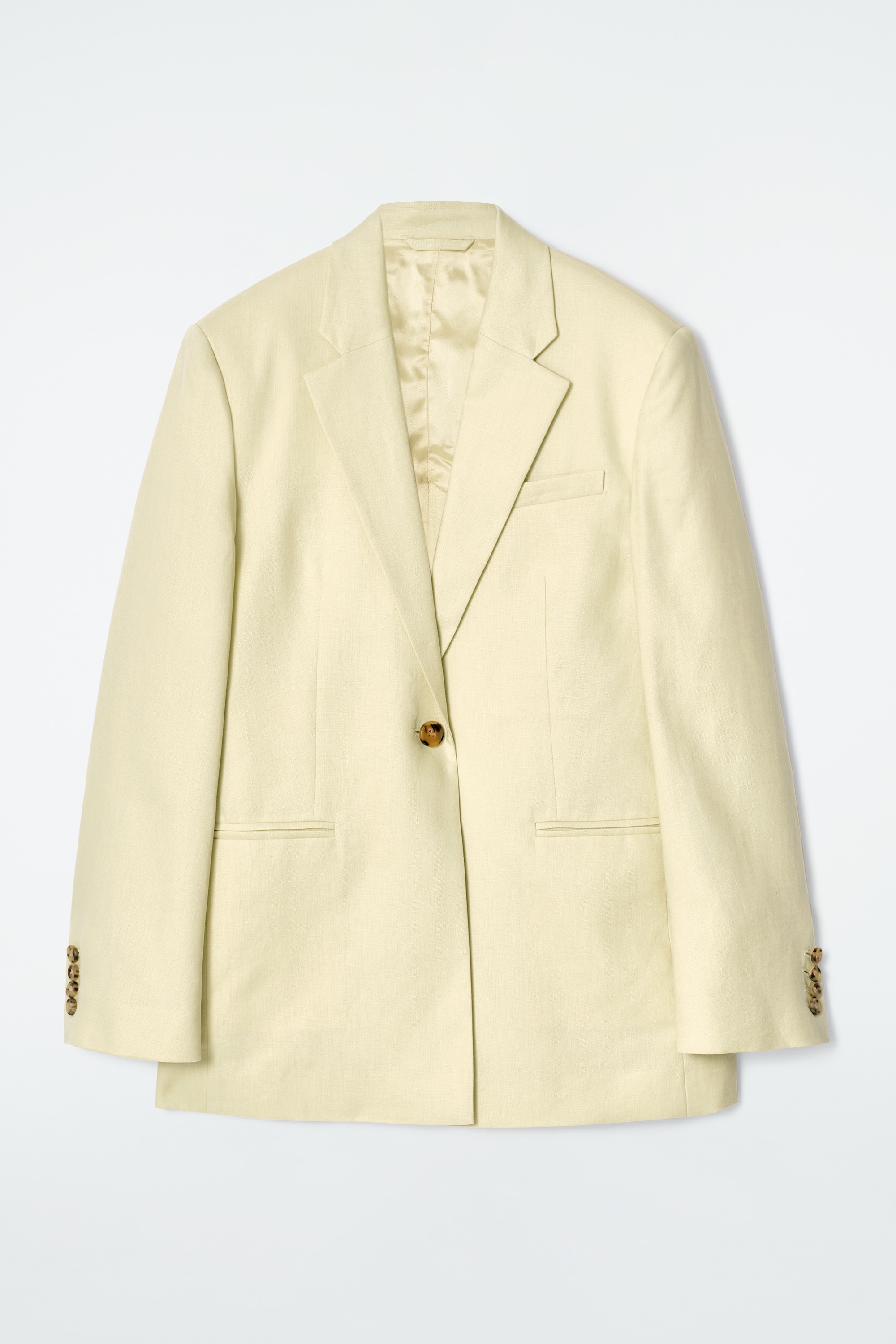 BLAZER LARGO MEZCLA DE LINO REGULAR FIT - AMARILLO MANTEQUILLA
