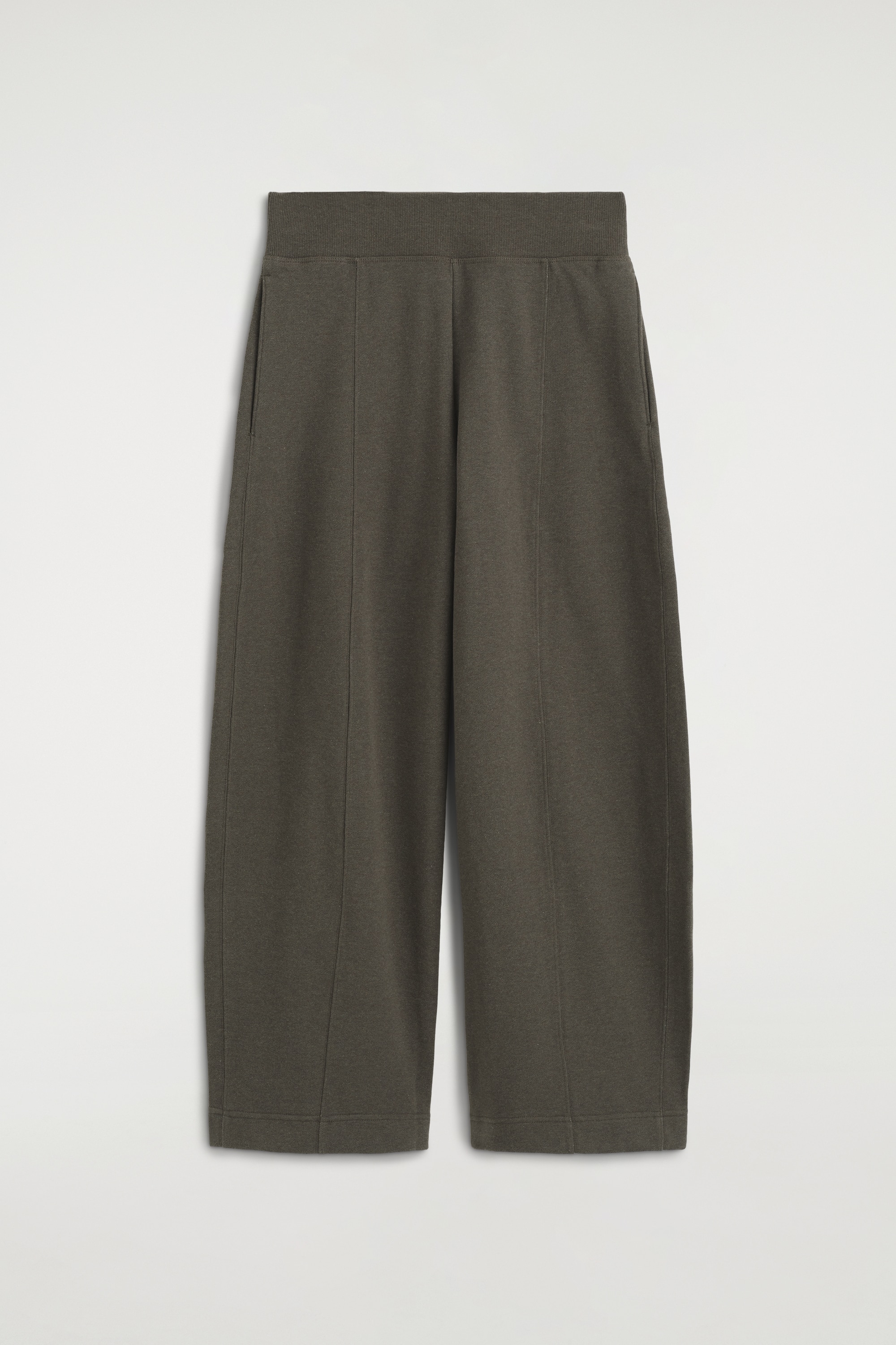 COTTON BARREL-LEG JOGGERS - BRĄZOWY