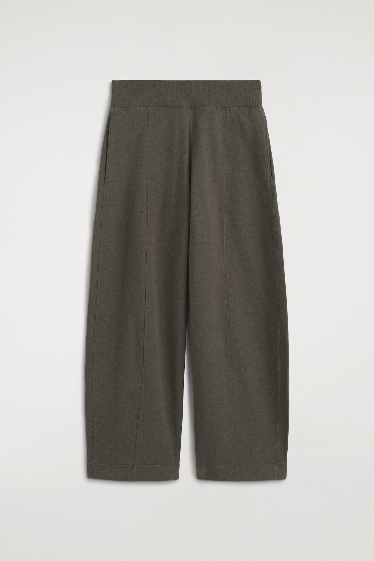 COTTON BARREL-LEG JOGGERS — BROWN
