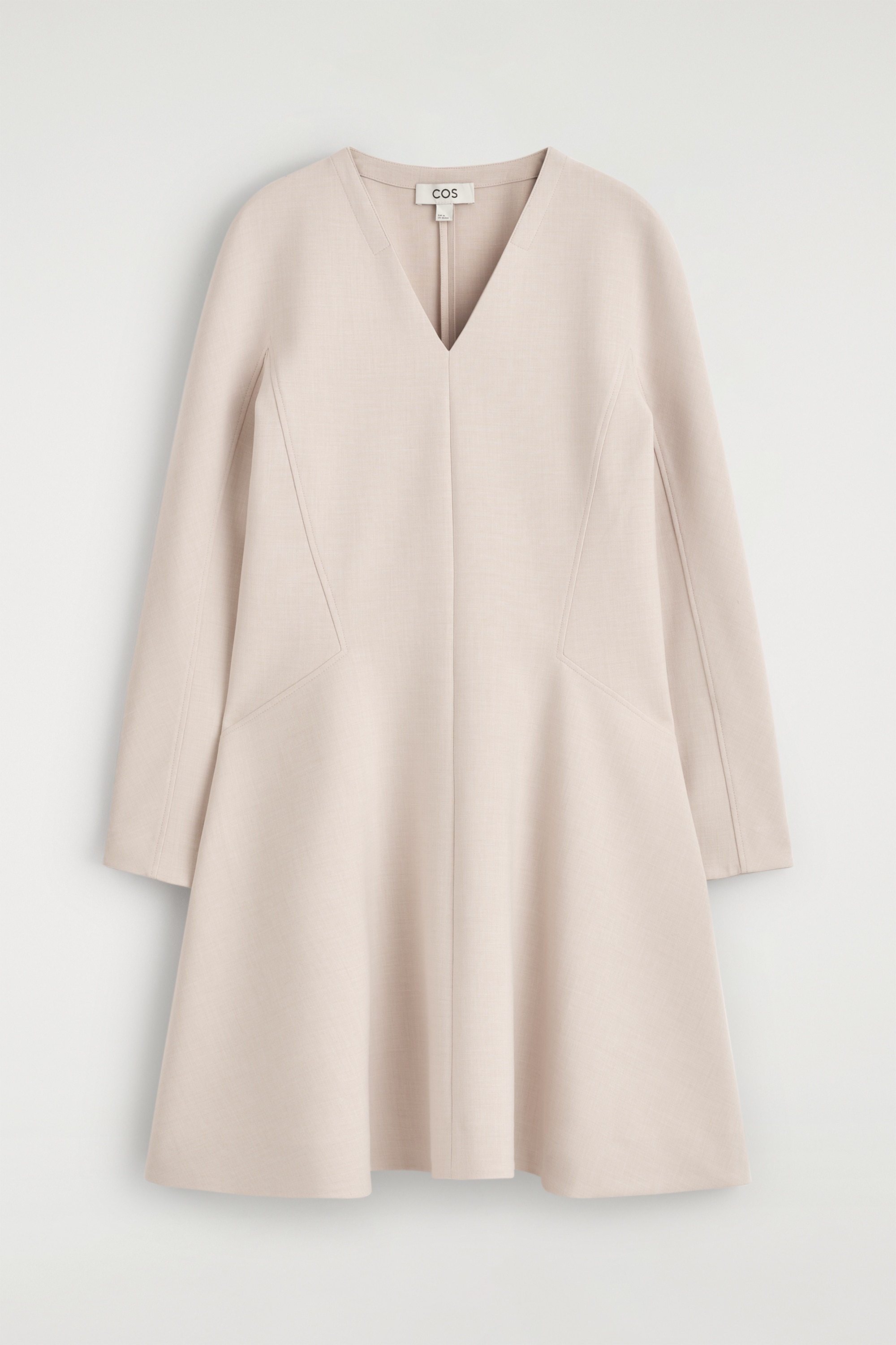 ELEGANTES MINIKLEID MIT V-AUSSCHNITT - BEIGE