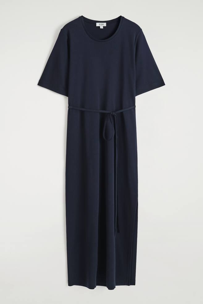 BELTED MIDI T-SHIRT DRESS - NAVY - 1