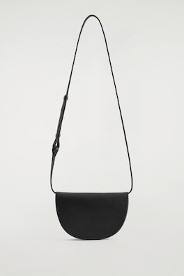 CURVED CROSSBODY BAG - LEATHER — BLACK 3