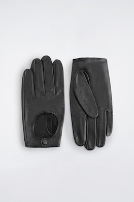 PERFORATED LEATHER DRIVING GLOVES — BLACK 3