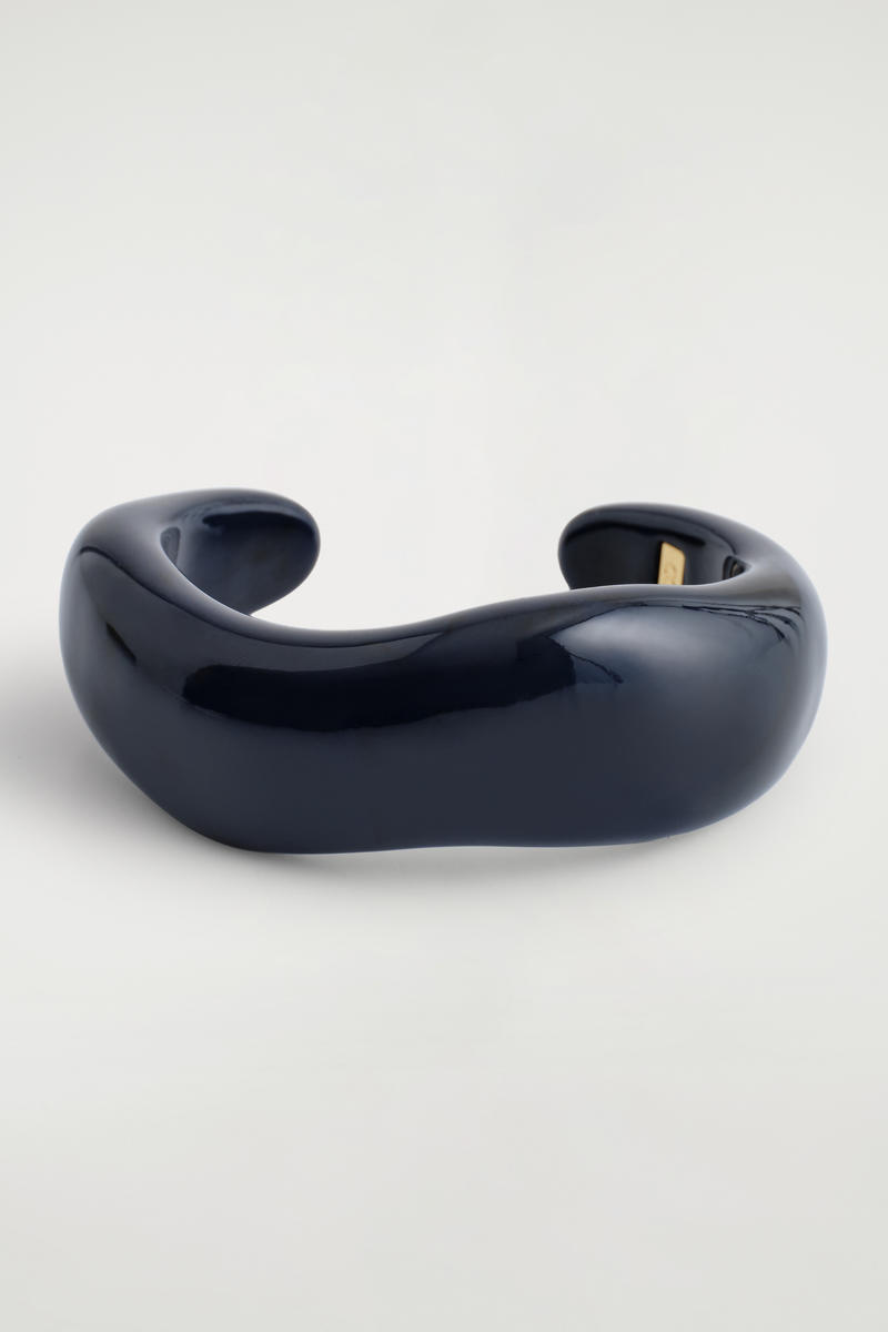 Cos Chunky Curved Bangle In Blue