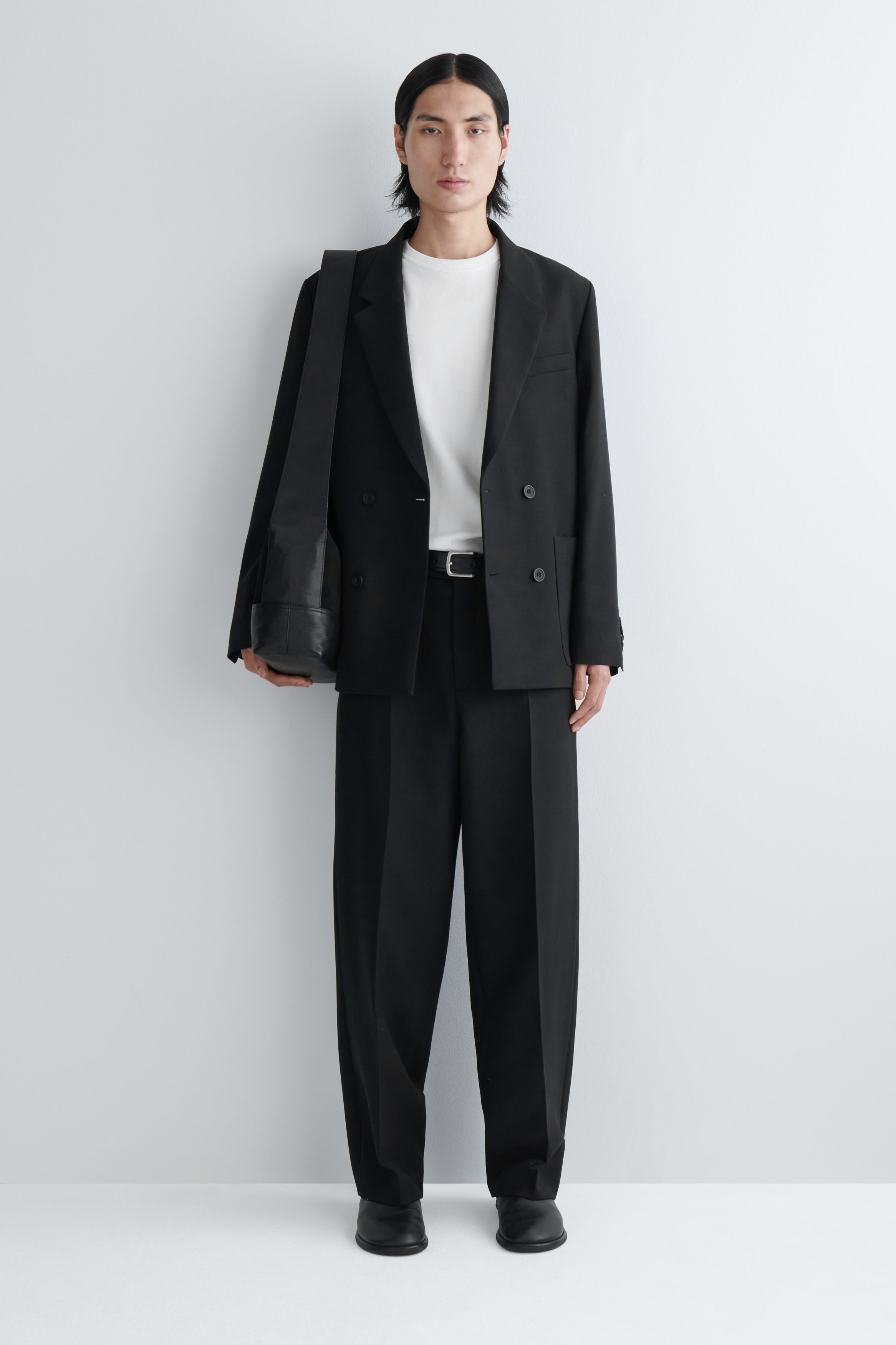 UNSTRUCTURED WOOL-BLEND BLAZER - BLACK | COS