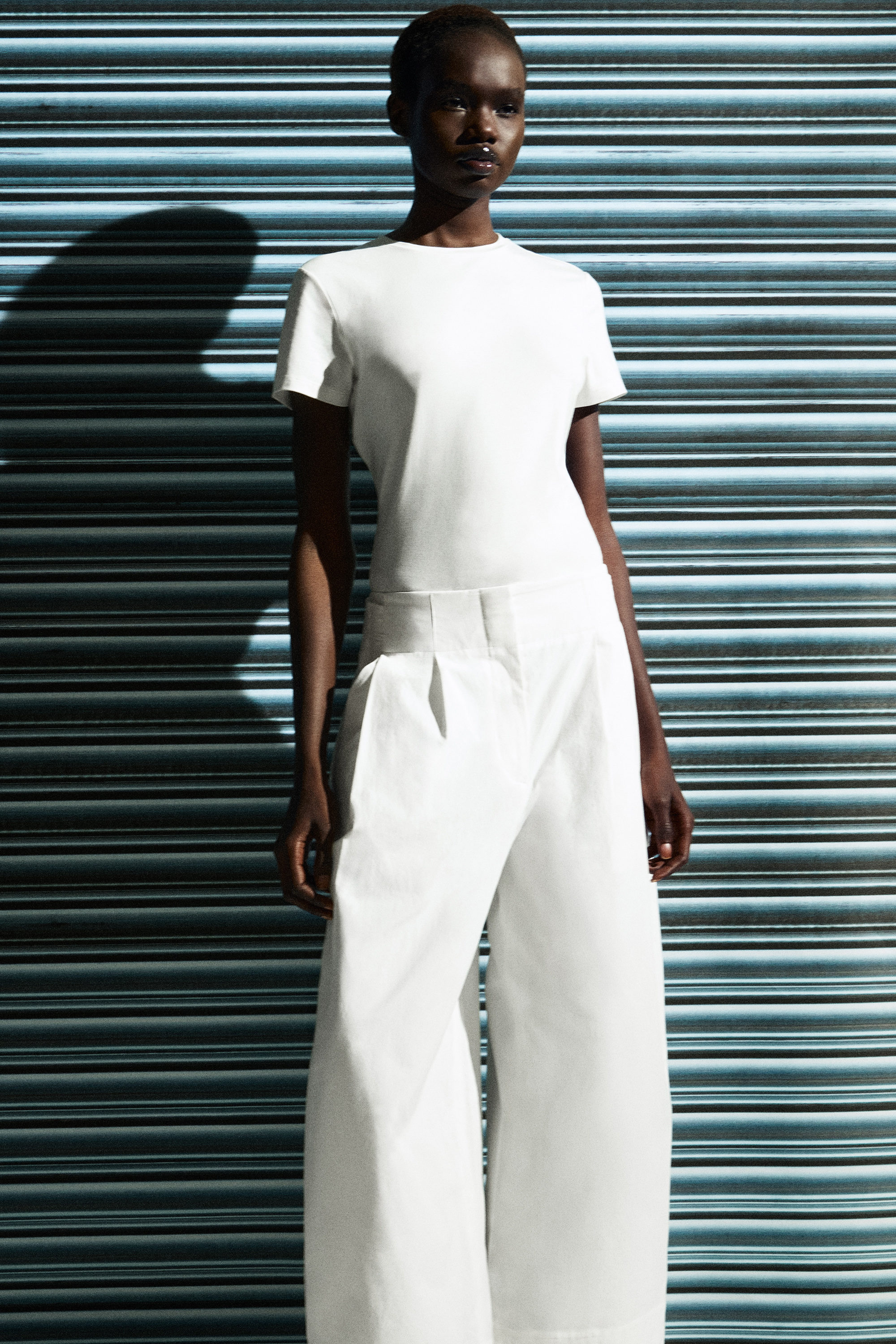 COTTON BARREL-LEG TROUSERS - WHITE | COS
