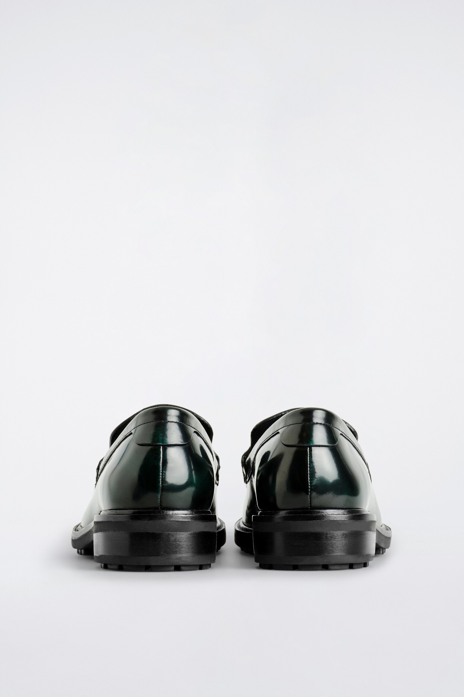 MOCASSINS EN CUIR PATINÉ - VERT FONCÉ - 4