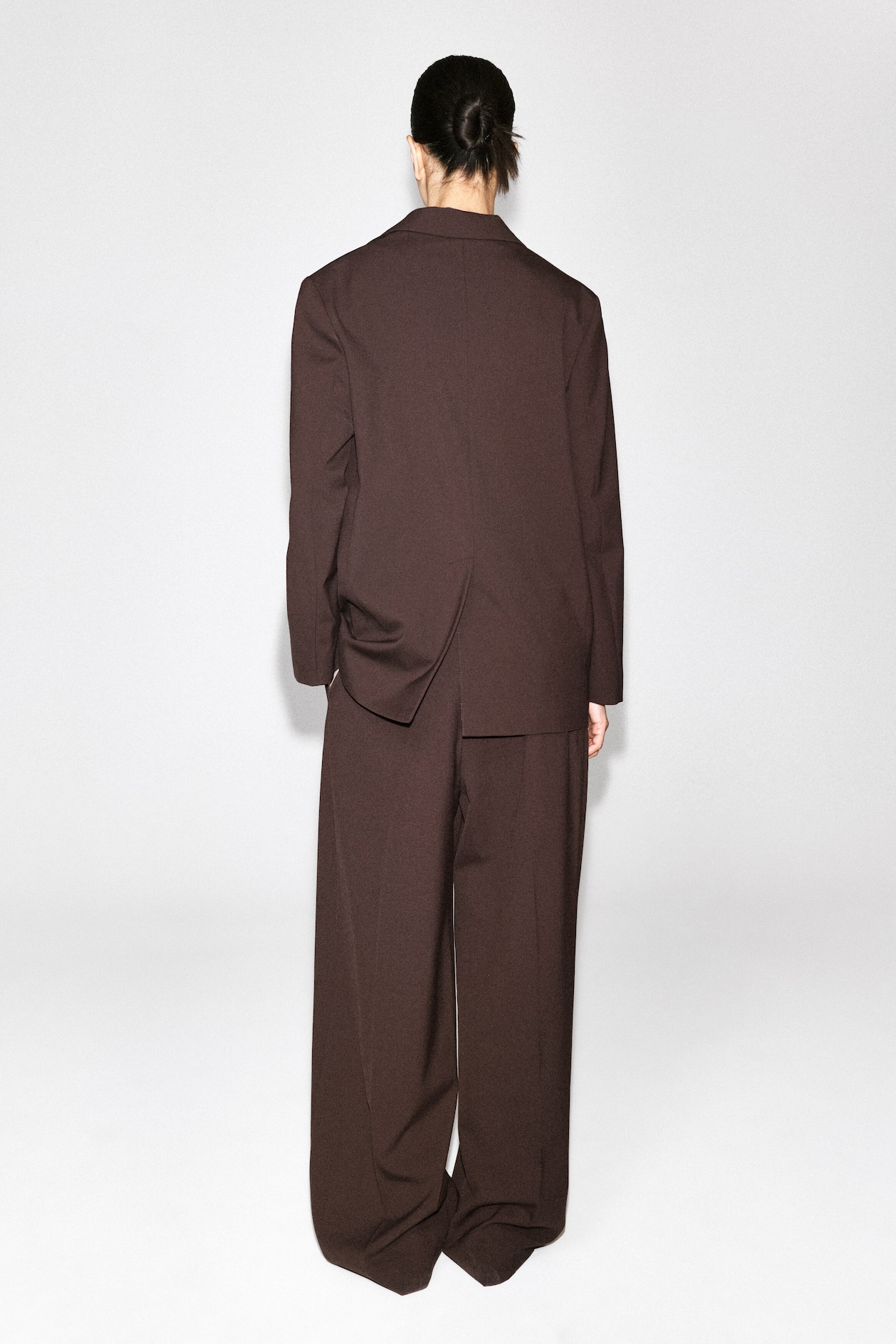 TWILL SINGLE-BREASTED BLAZER — DARK BROWN