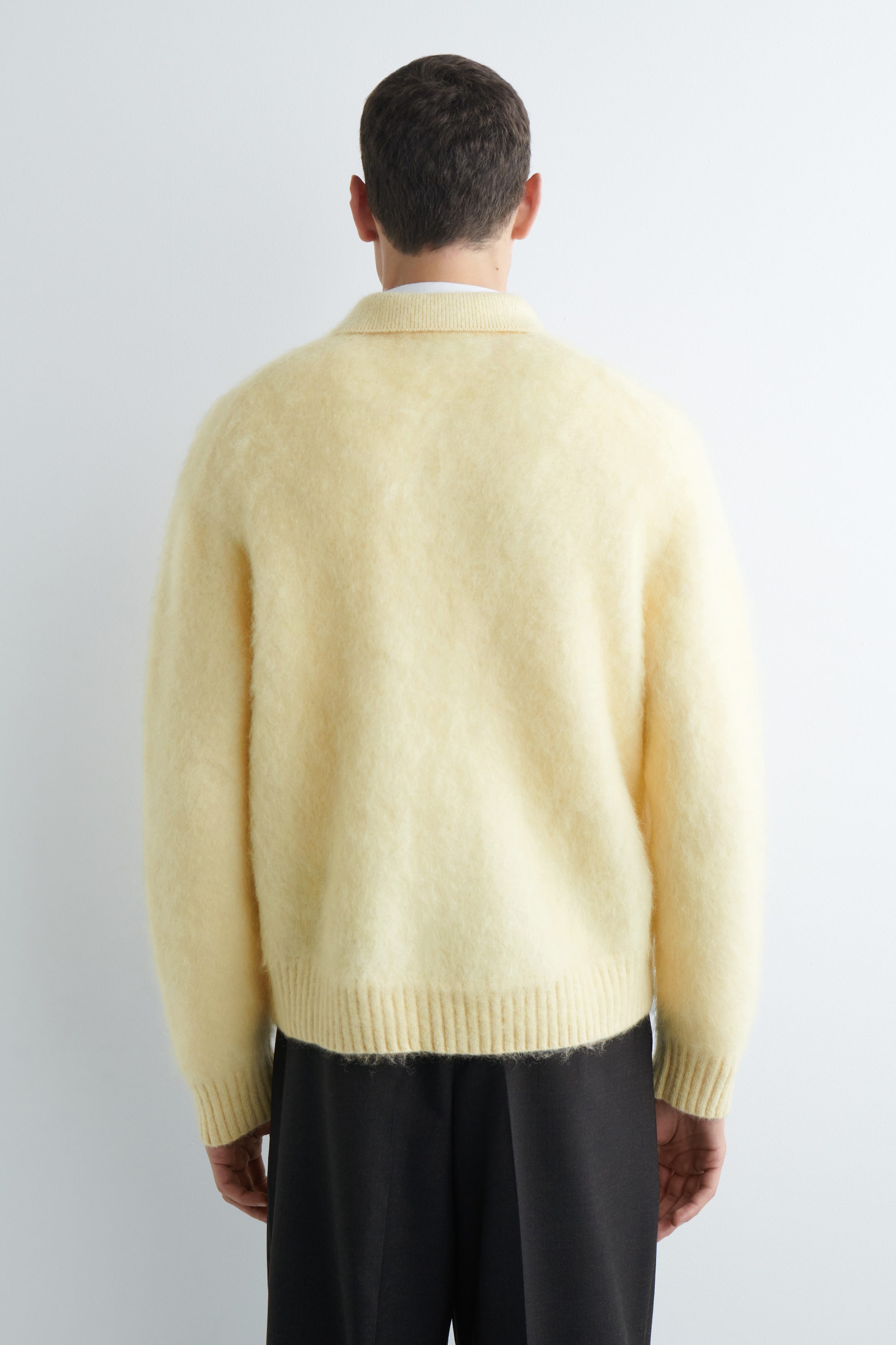 BRUSHED MOHAIR-BLEND POLO SWEATER