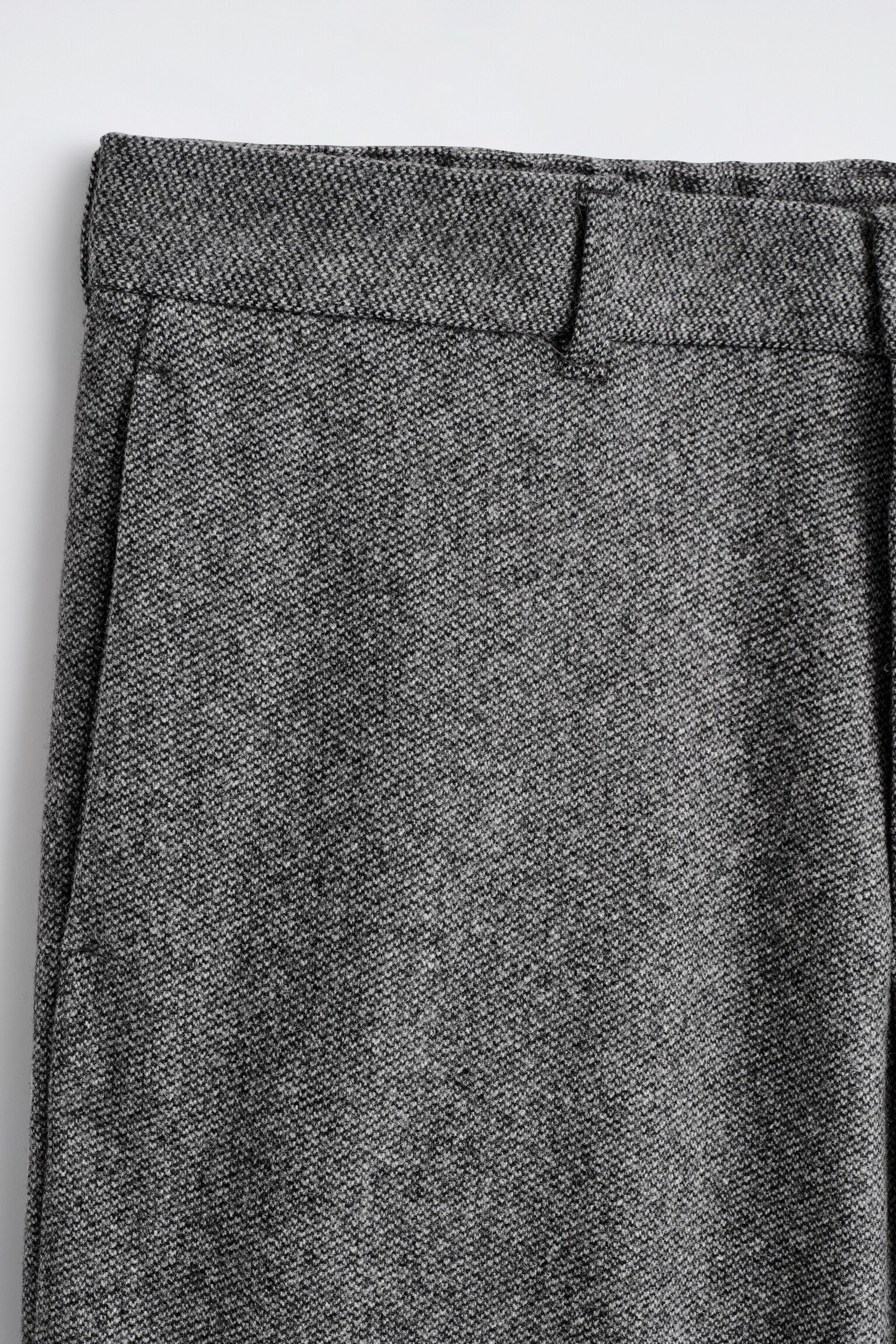 BIRDSEYE WOOL BARREL-LEG TROUSERS - GREY - 2