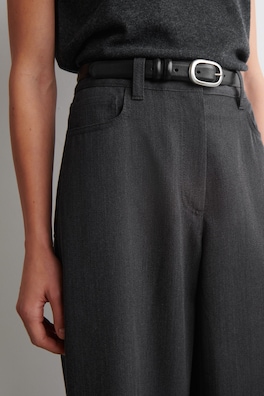 REGULAR WOOL-BLEND WIDE-LEG PANTS — BLACK 4