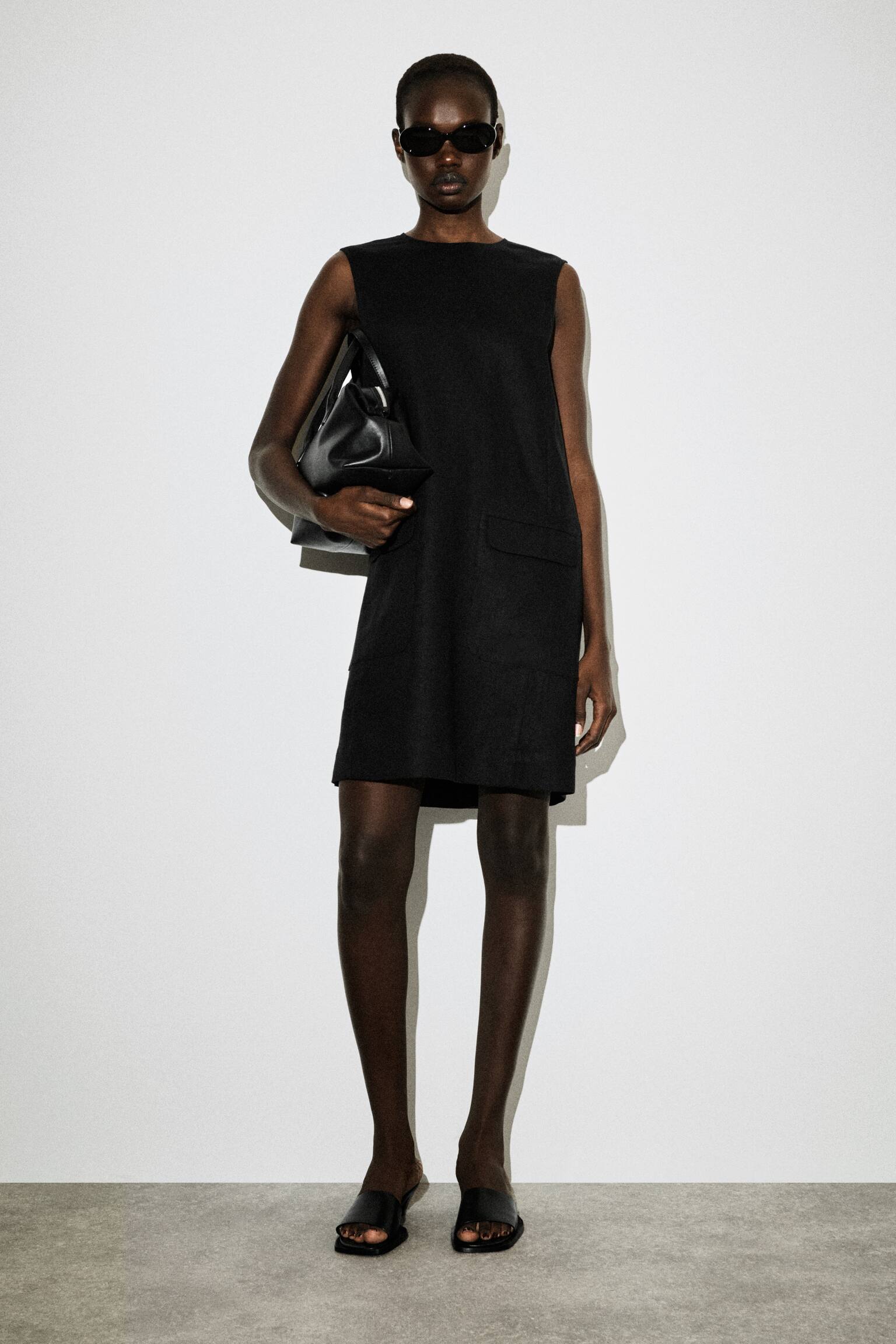 שמלת שיפט קצרה מפשתן - 1