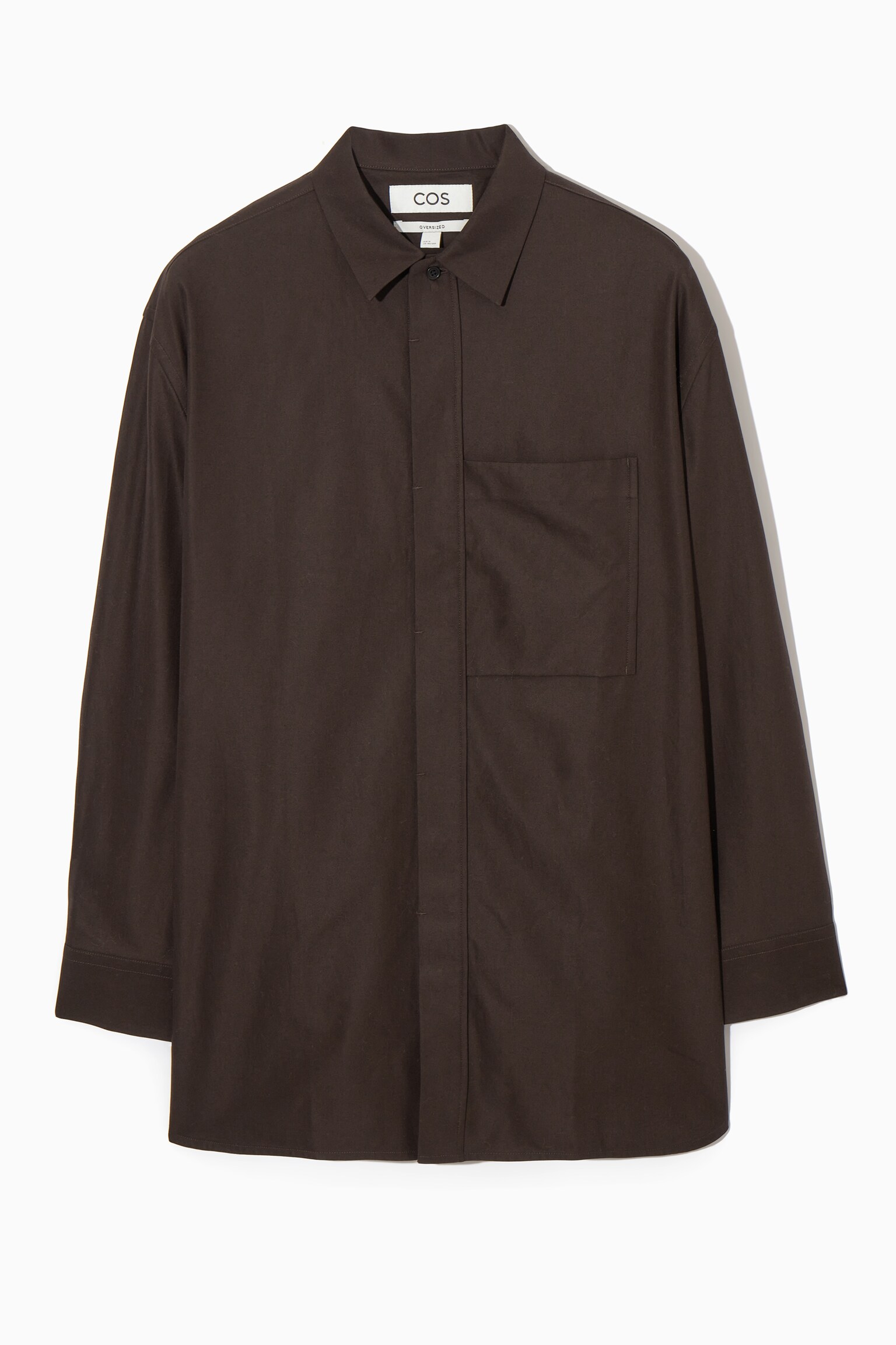 OVERSIZED COTTON-TWILL SHIRT - DARK BROWN