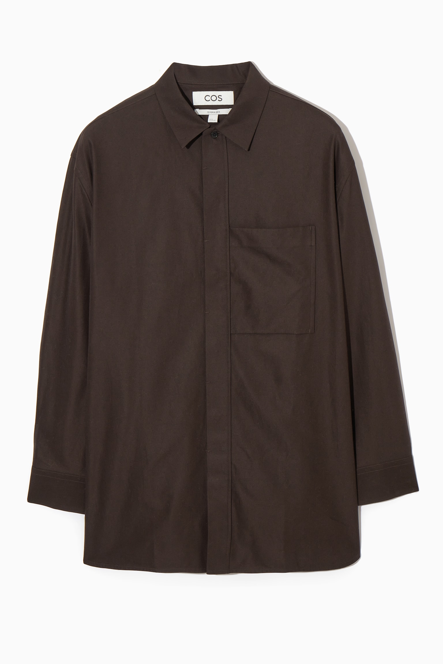 OVERSIZED COTTON-TWILL SHIRT - DARK BROWN