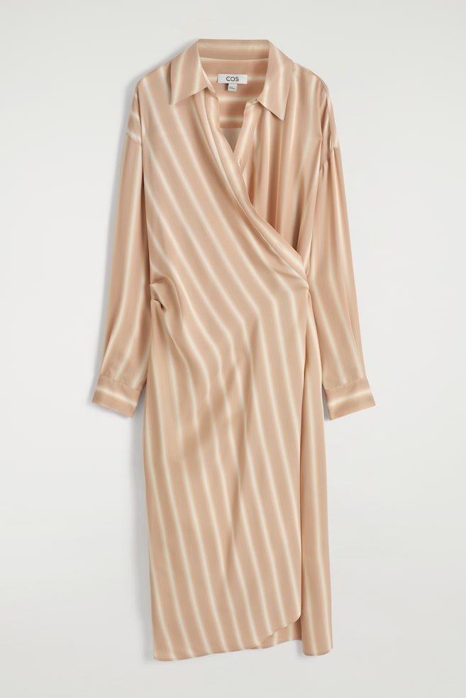 VESTIDO CAMISERO MIDI CRUZADO - ROSA/RAYAS/VERDE CLARO - 1