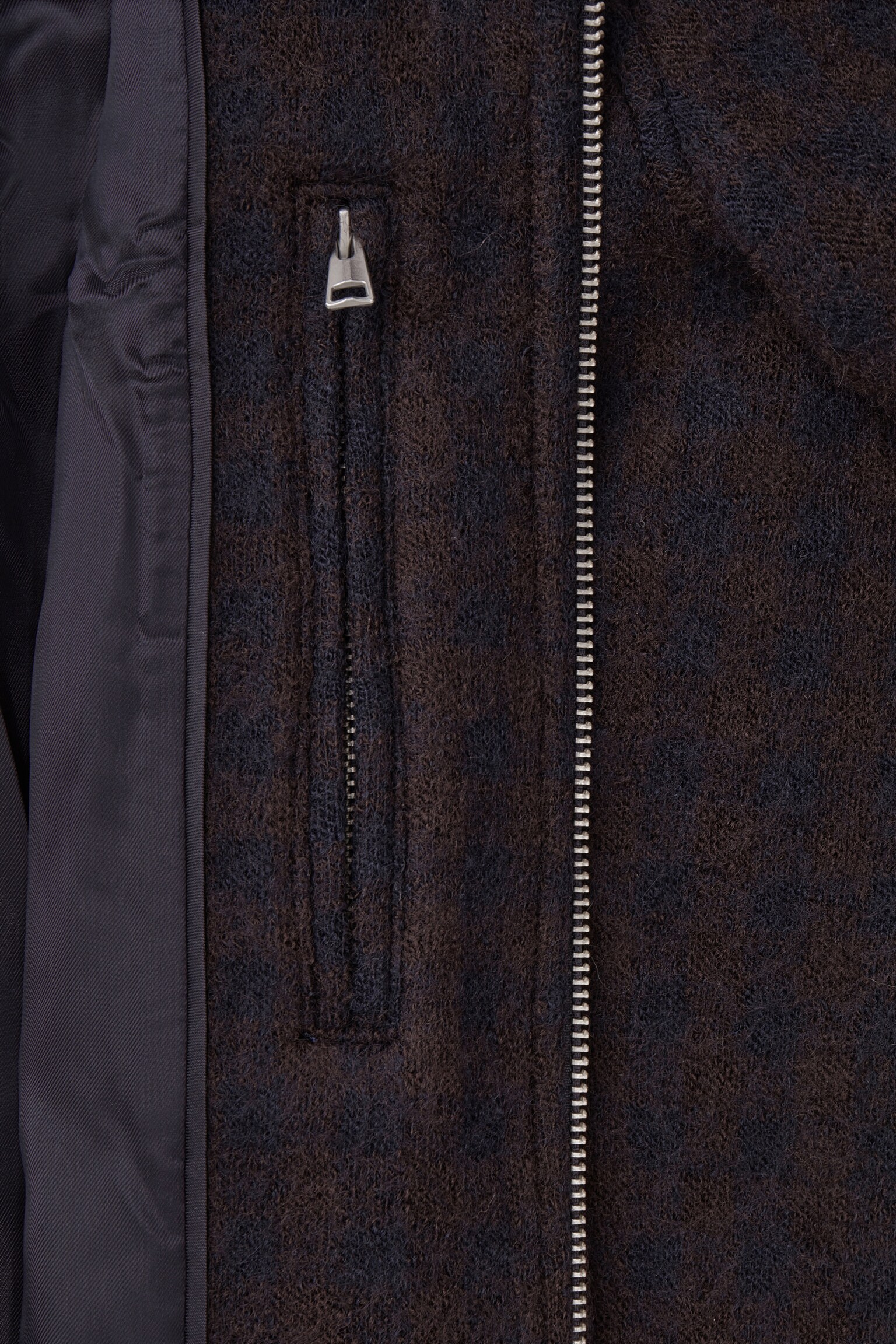 OVERSIZED BOILED-WOOL JACKET - NAVY / CHECKED - 2