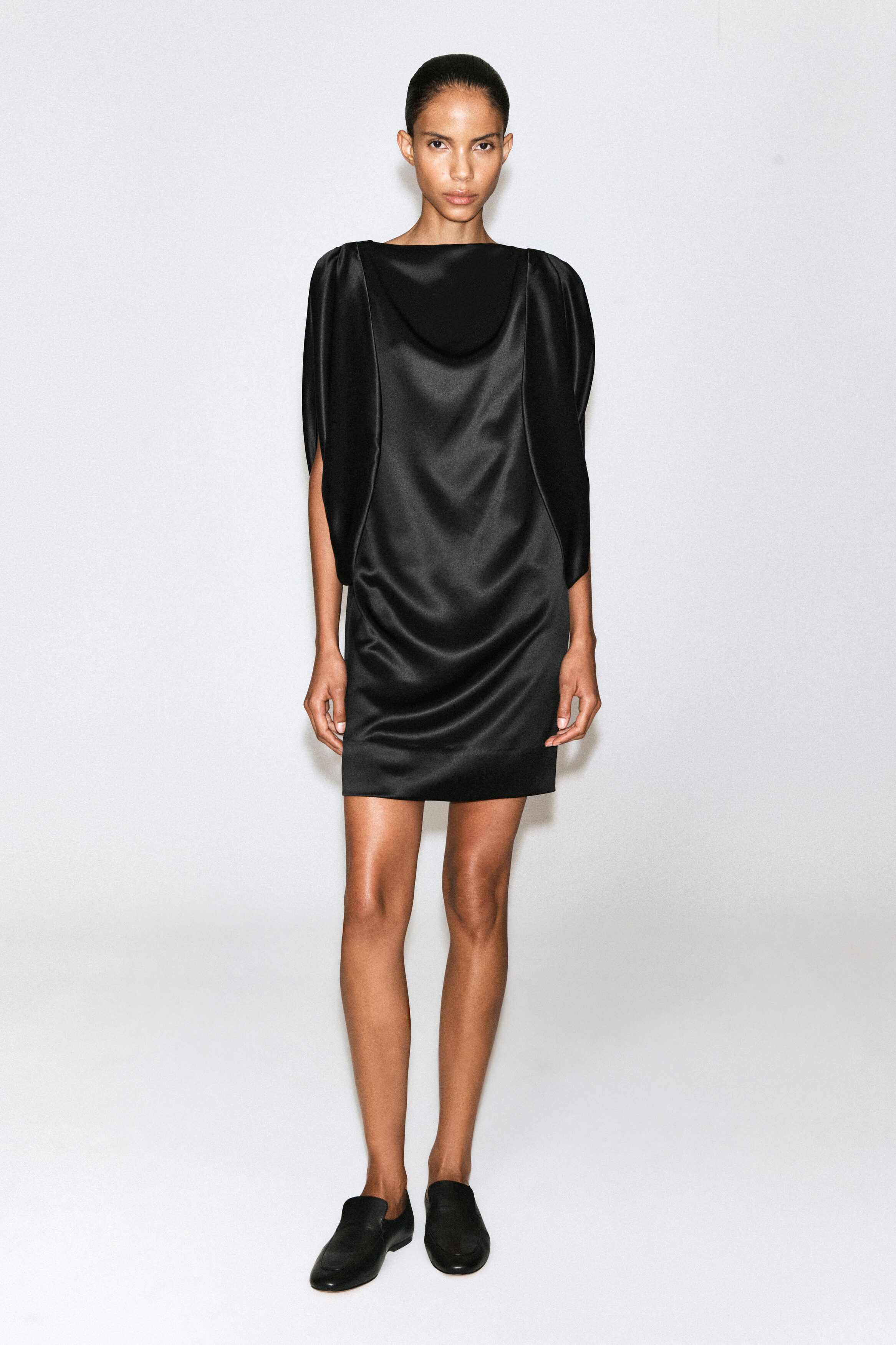 DRAPED MATTE-SATIN MINI DRESS - thumbnail 2