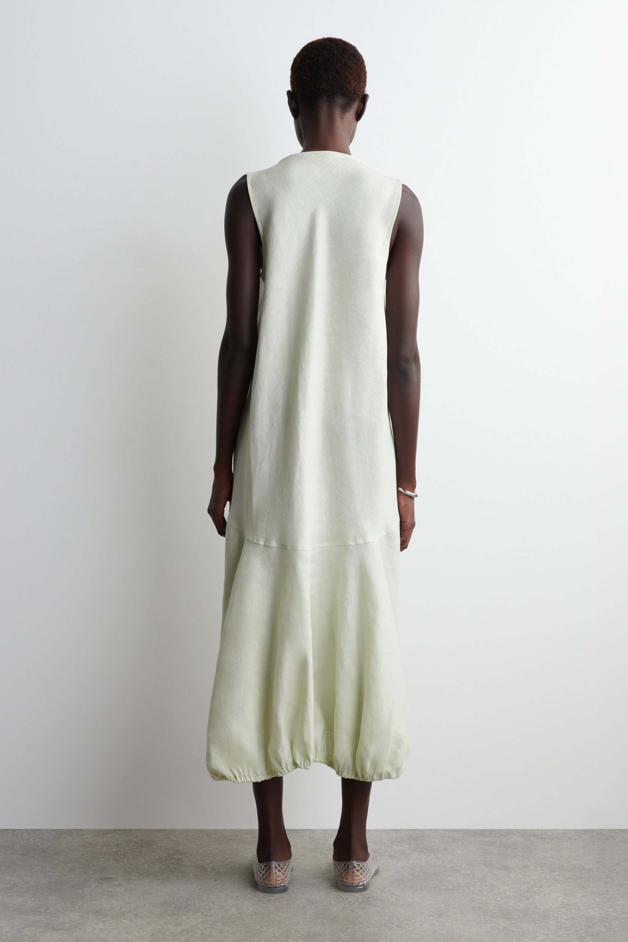 ELASTICATEDHEM LINEN MAXI DRESS