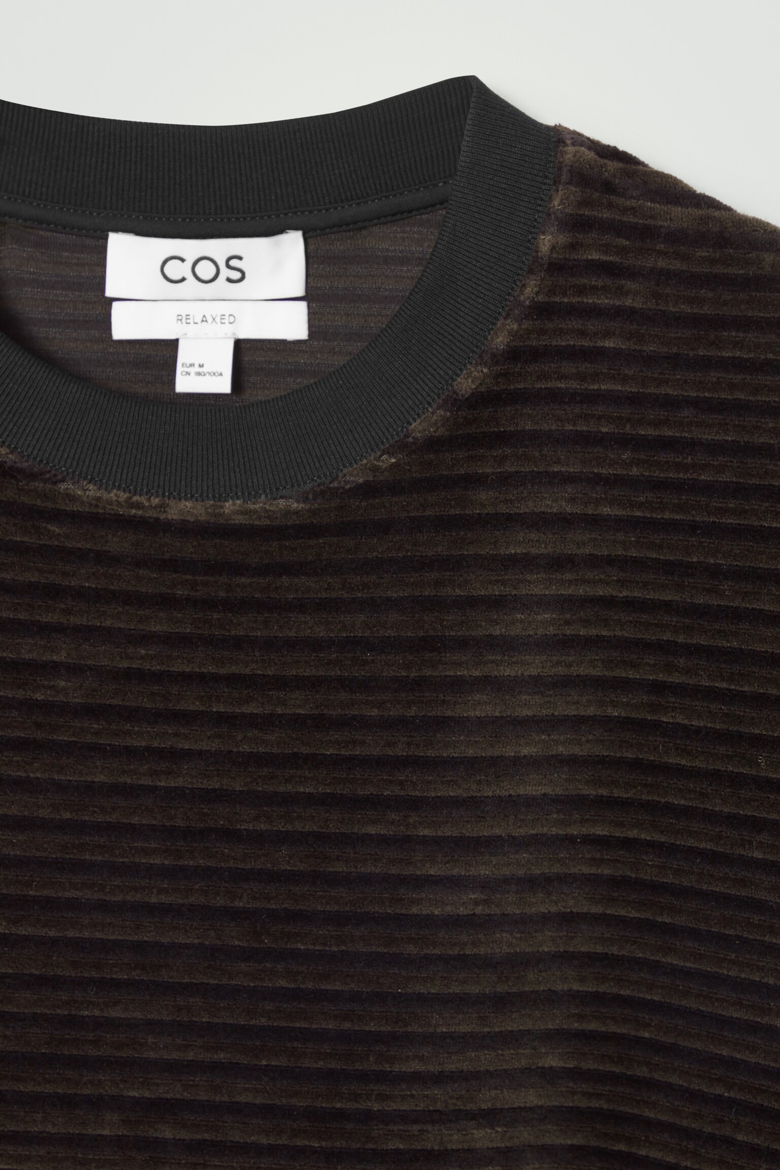 OVERSIZED STRIPED VELVET T-SHIRT - BLACK / STRIPED - 3