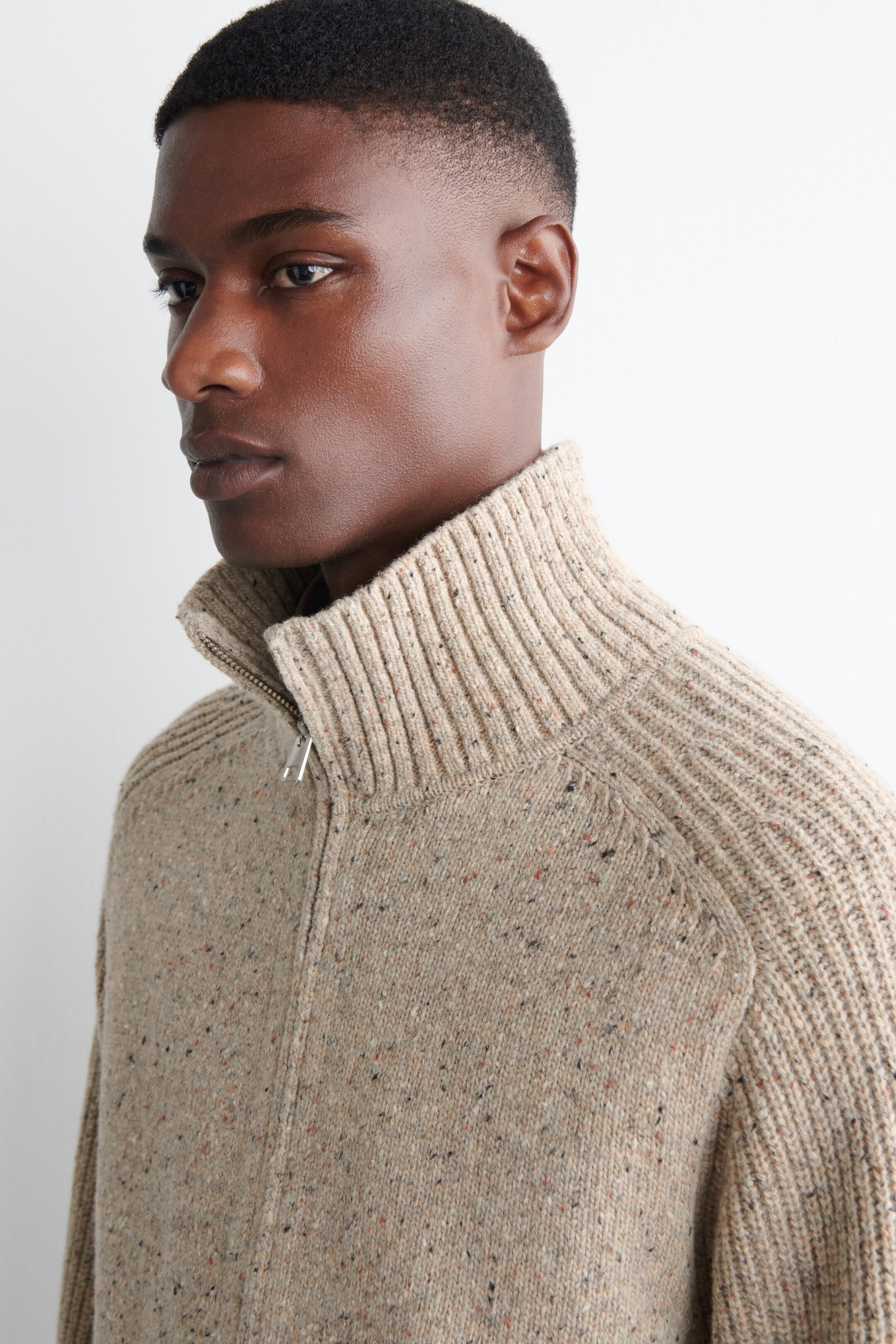 Agrandir l'image: CARDIGAN DEMI-ZIPPÉ EN LAINE EFFET DONEGAL - BEIGE CHINÉ - HOMME | H&M FR 5