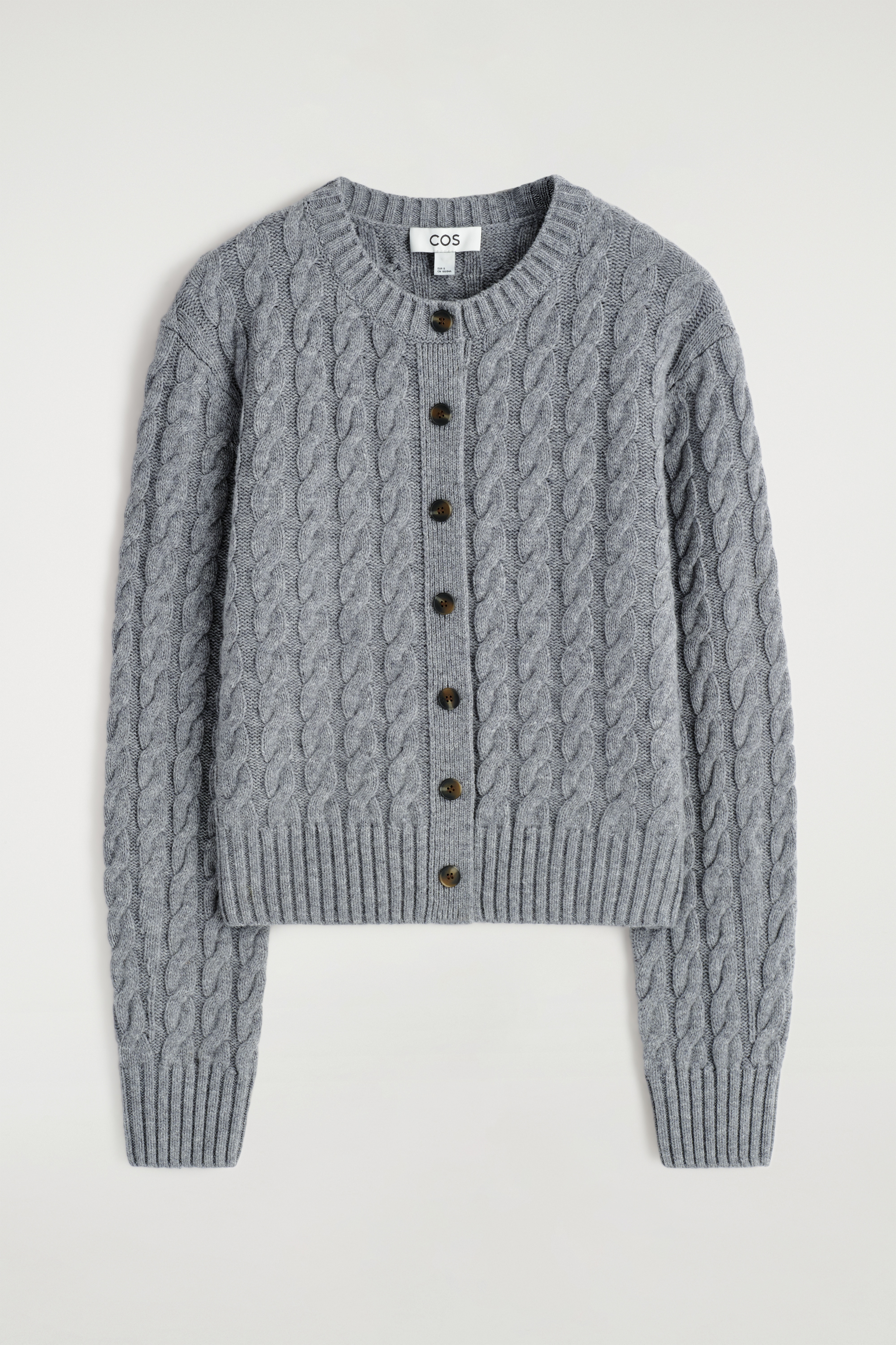 CARDIGAN EN LAINE MÉRINOS TORSADÉE - GRIS/IVOIRE