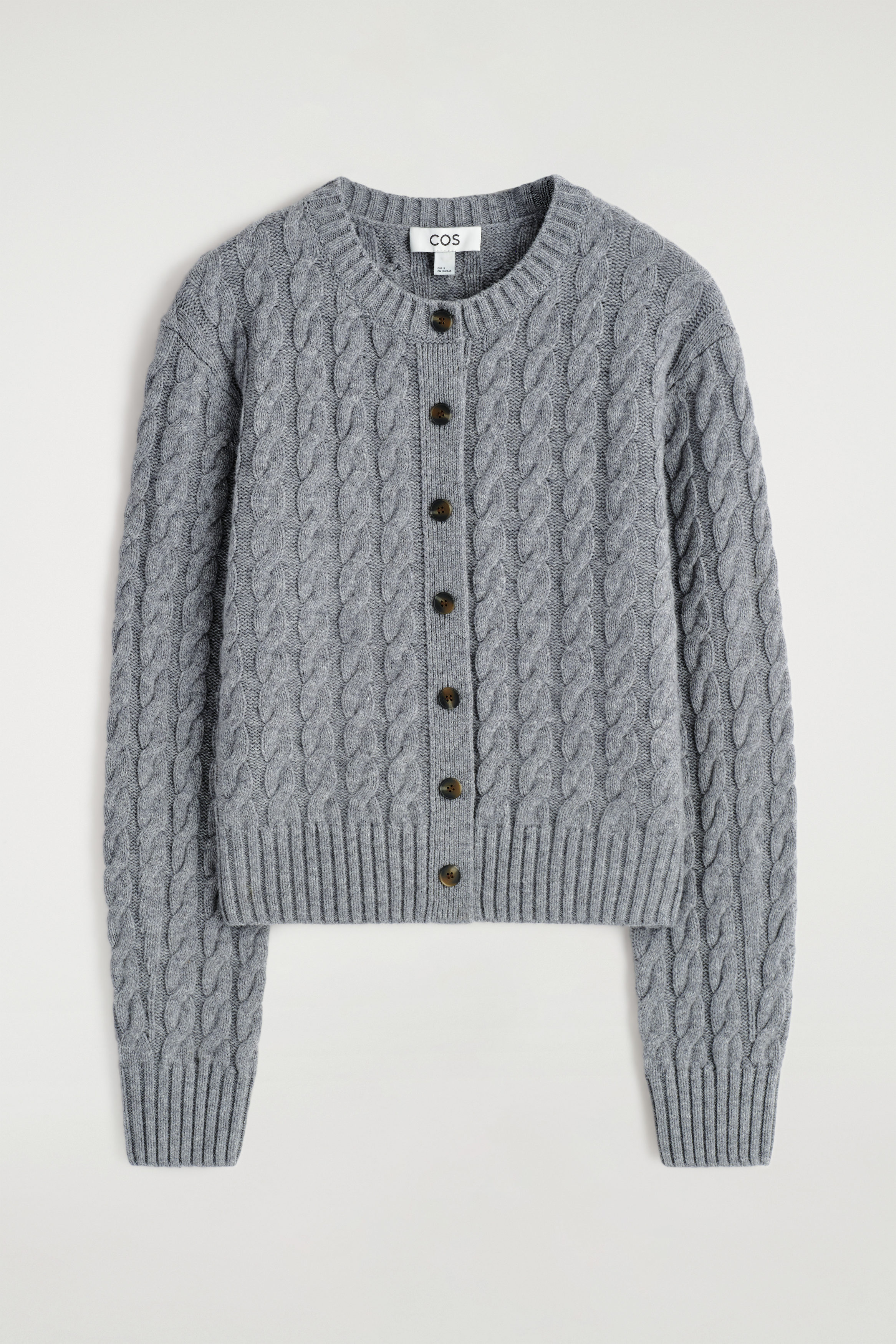 CABLE-KNIT MERINO WOOL CARDIGAN - GREY | COS