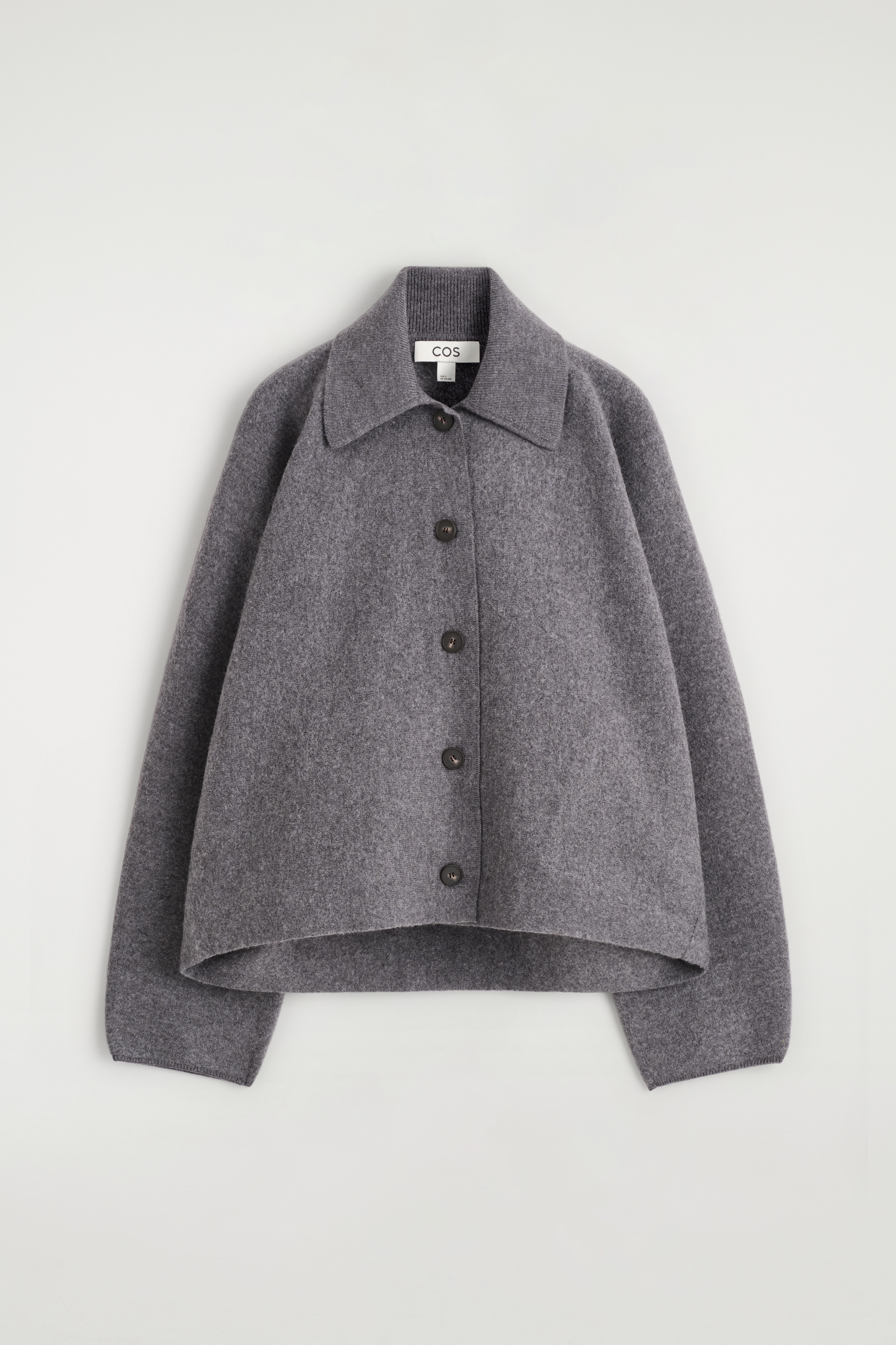 SCULPTED MERINO WOOL SHORT JACKET - Sivý mélanž/TMAVOHNEDÁ/BEŽOVÁ / KOCKOVANÁ