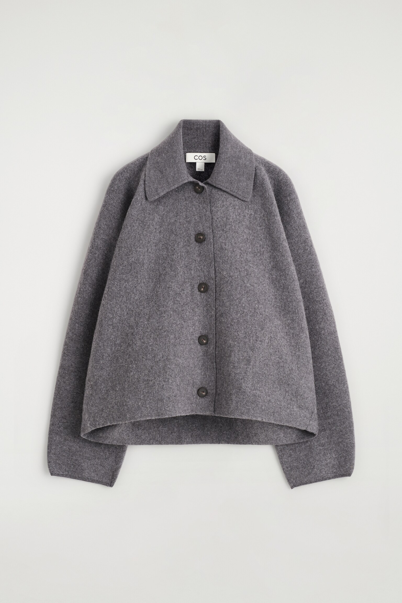 VESTE COURTE SCULPTÉE EN LAINE MÉRINOS - GRIS CHINÉ/BRUN FONCÉ/BEIGE / CARREAUX - 2