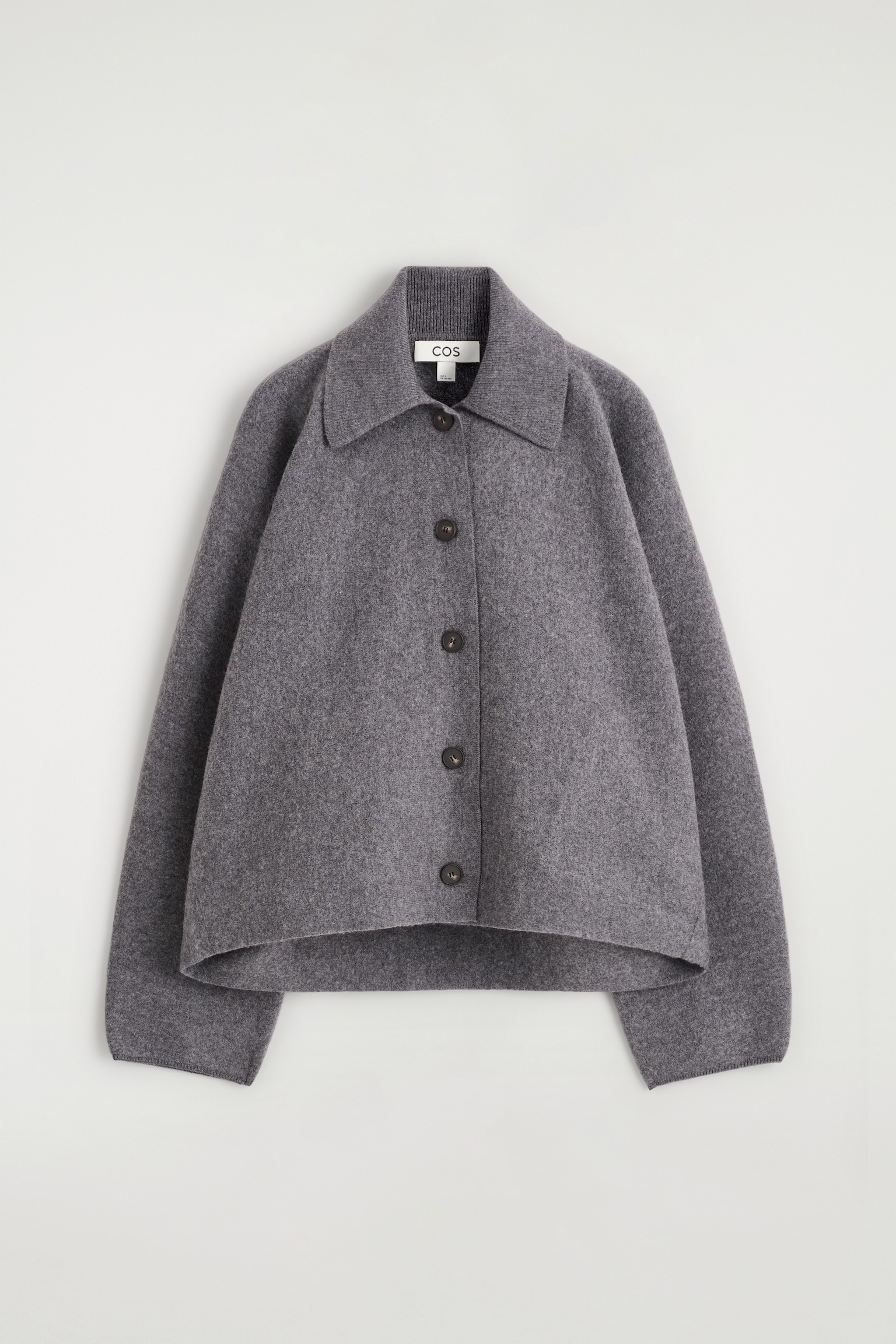 VESTE STRUCTURÉE EN LAINE MÉRINOS - GRIS CHINÉ/BRUN FONCÉ - 2