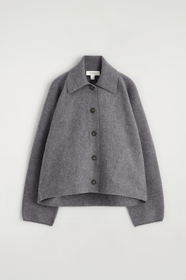 SCULPTED MERINO WOOL SHORT JACKET — GREY MÉLANGE 2