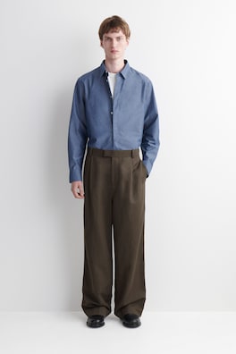 CHAMBRAY LONG-SLEEVE SHIRT — BLUE 2