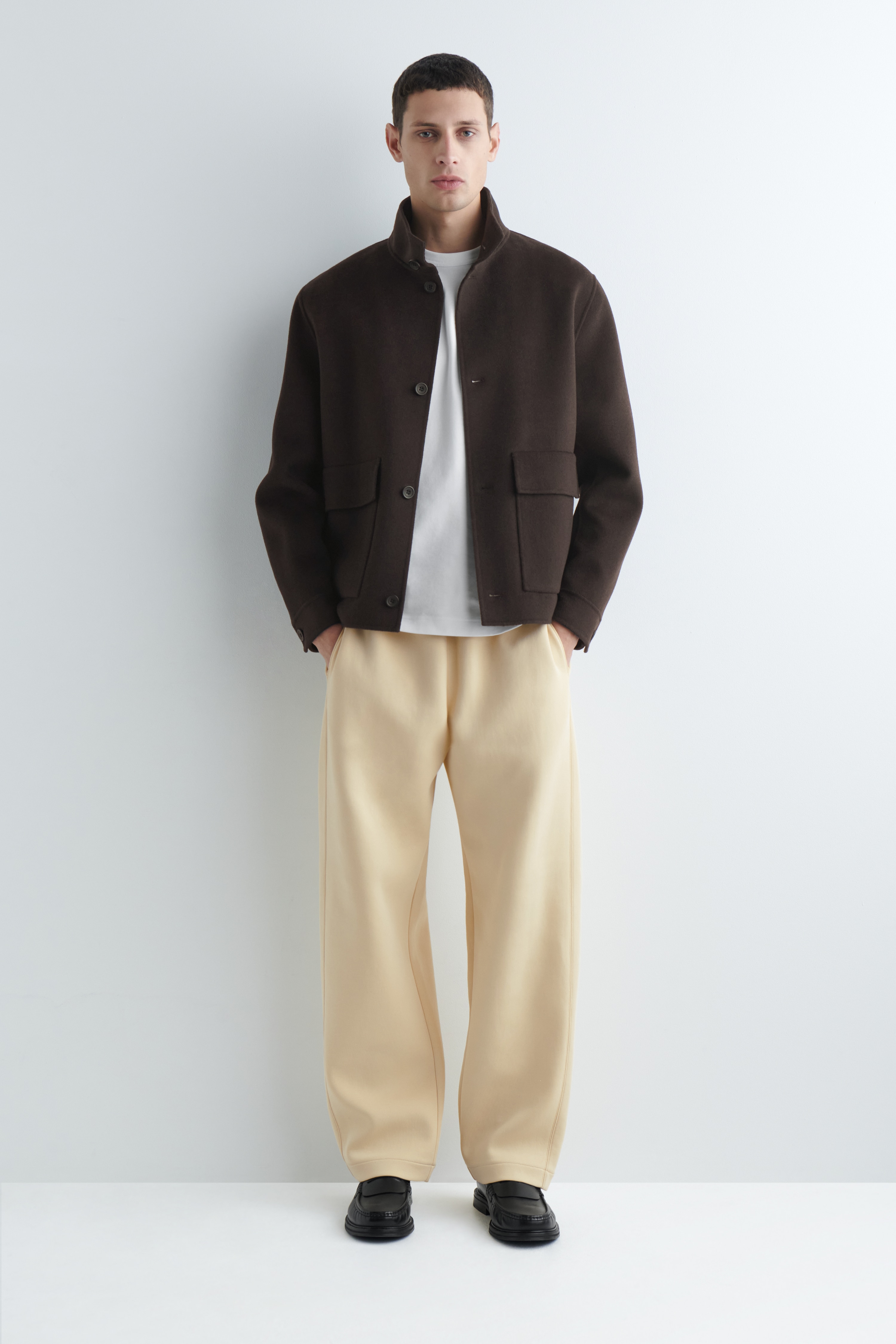 BAWEŁNIANO-NEOPRENOWE SPODNIE DRESOWE TYPU JOGGER - ŻÓŁTY/SZARY MELANŻ