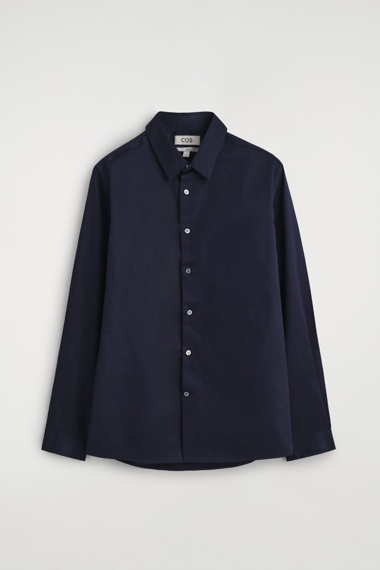 SLIM TAILORED POPLIN SHIRT — NAVY