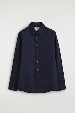 SLIM TAILORED POPLIN SHIRT — NAVY 2