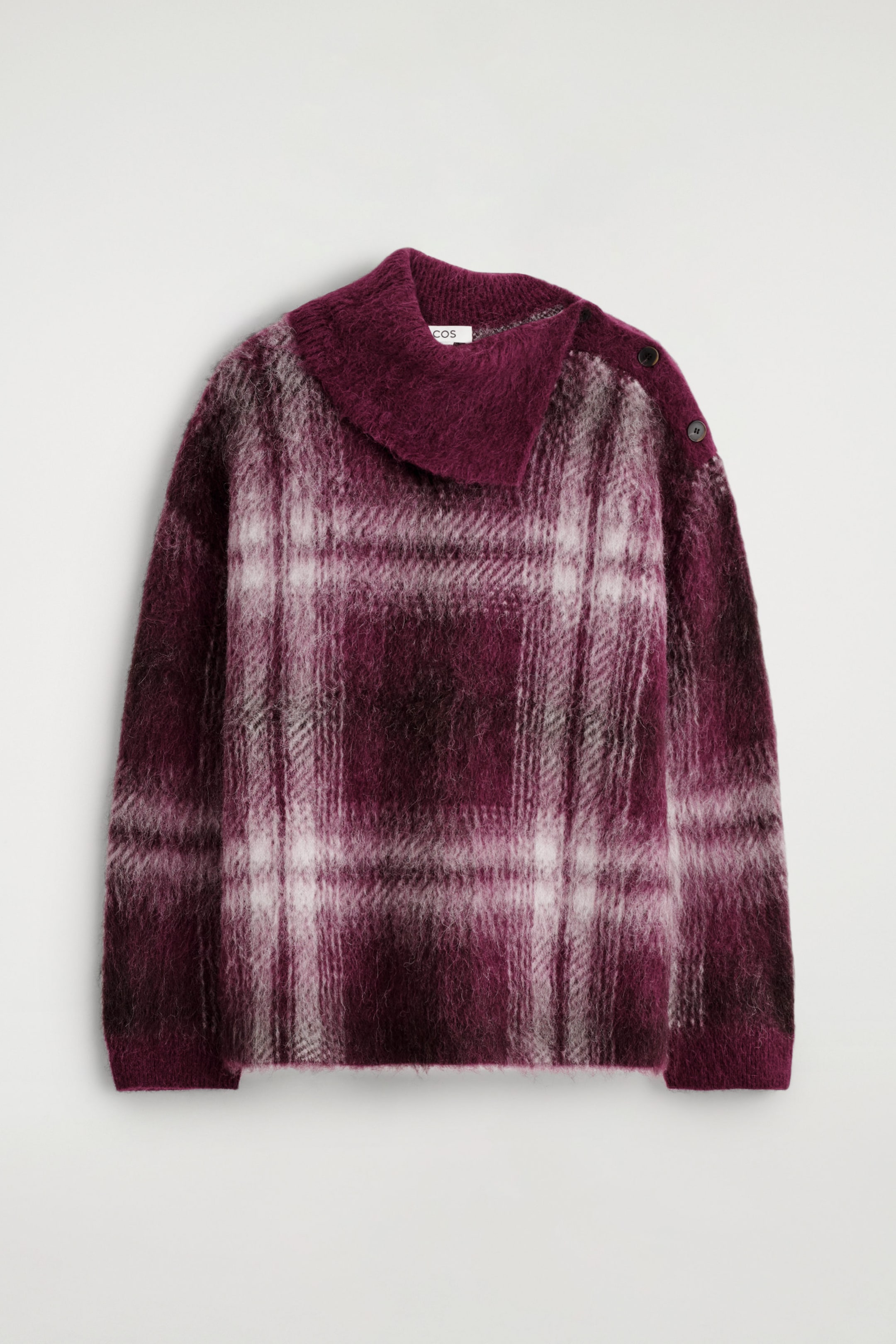 BUTTONED CHECKED ALPACA-BLEND SWEATER