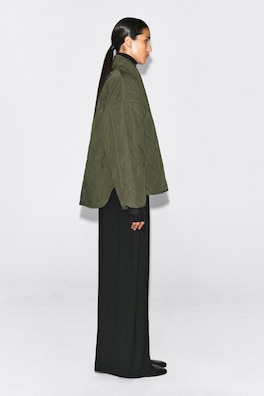 SHAWL-COLLAR QUILTED JACKET — KHAKI 5