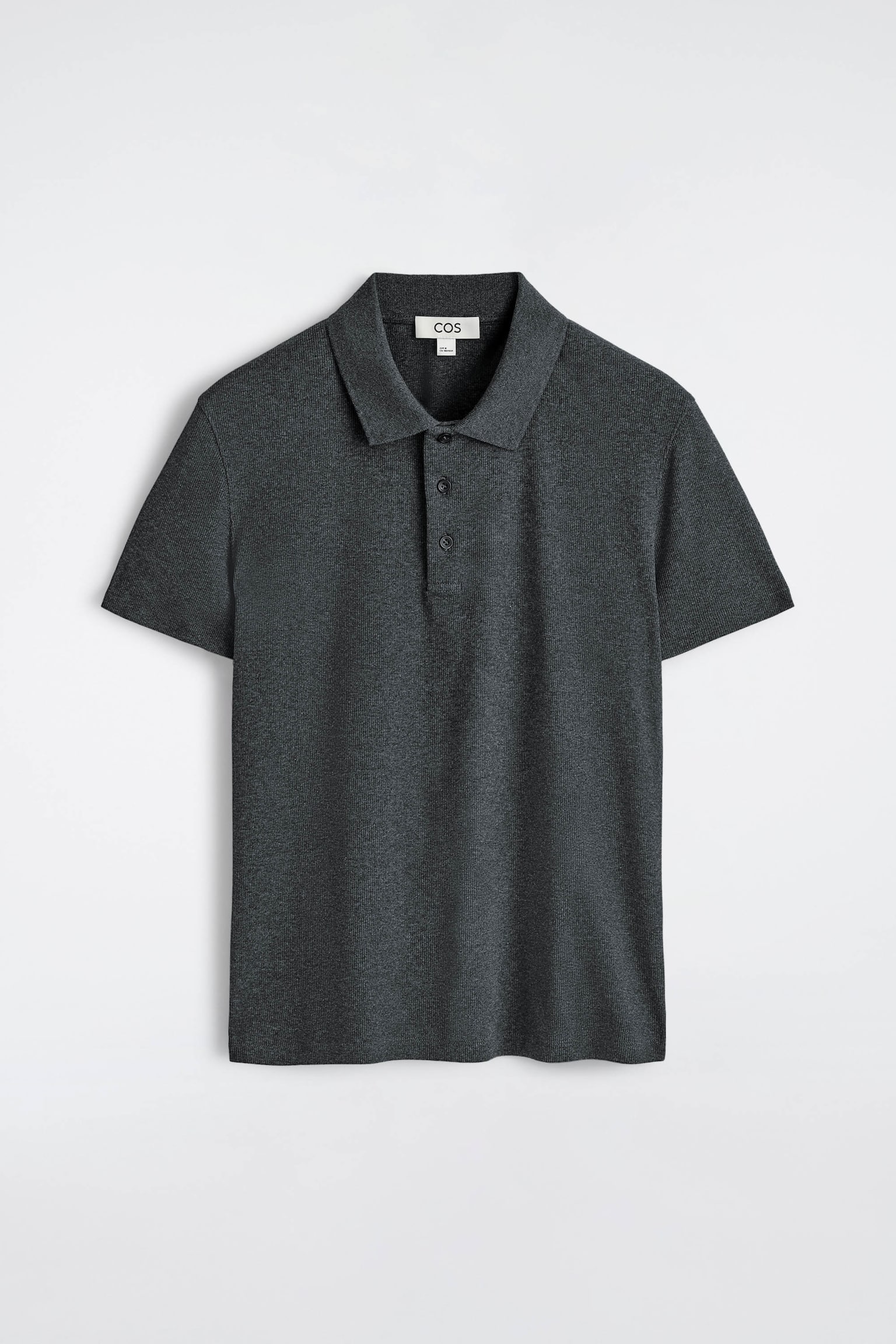 SLIM RIBBED COTTON POLO SHIRT - CHARCOAL MÉLANGE/WHITE/BLACK - 2