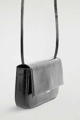 PARQUET SHOULDER BAG - EEL-EFFECT LEATHER — BLACK / EEL EFFECT 4
